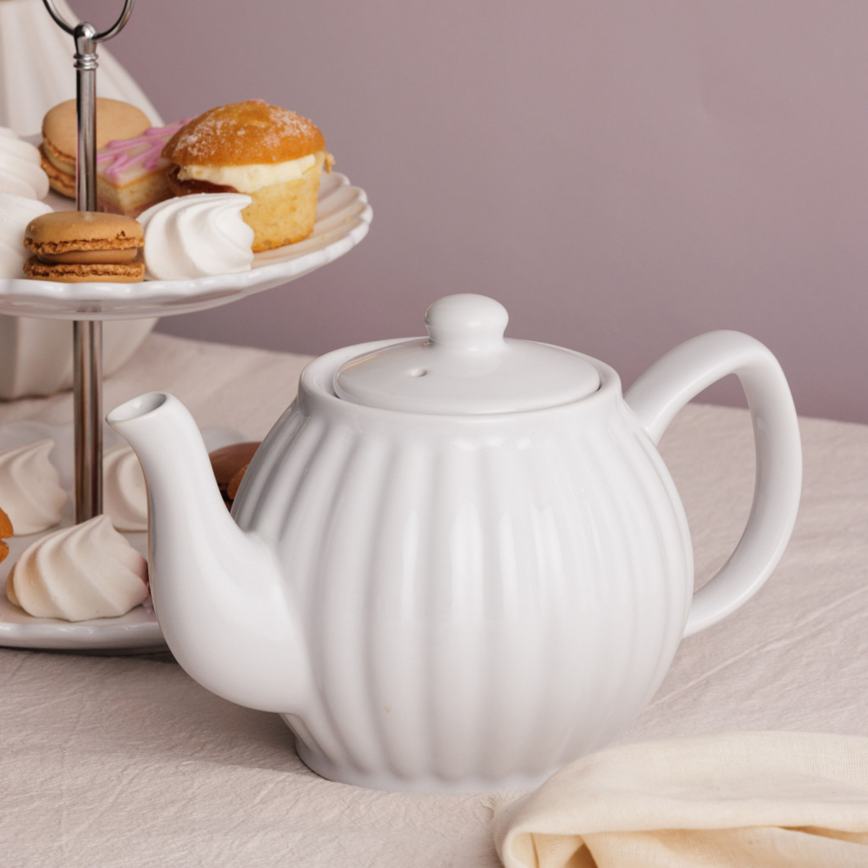 Price & Kensington Luxe White Ceramic Fluted Teapot image number 2
