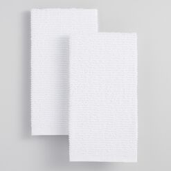 White Woven Cotton Kitchen Towels Set of 2
