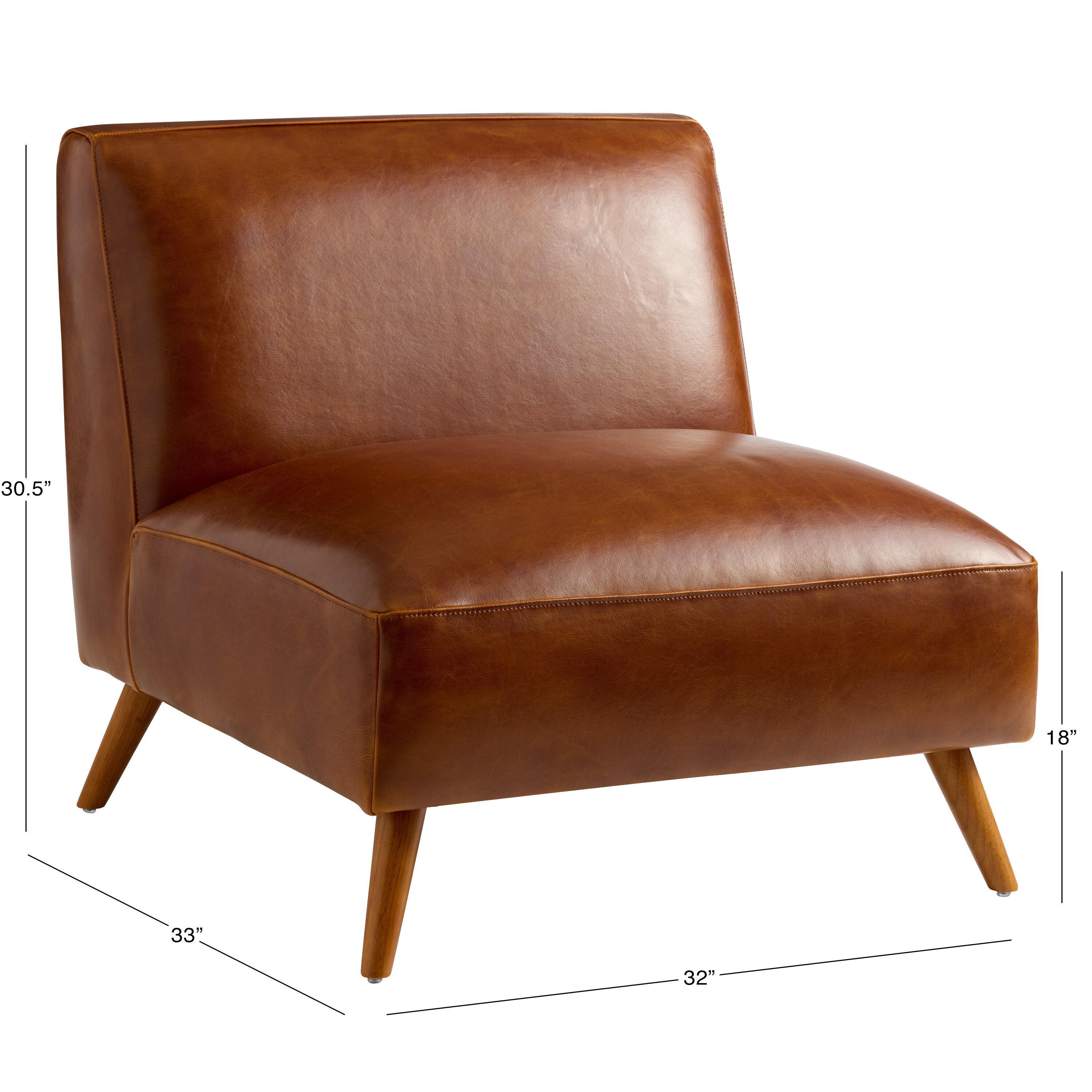 Huxley Cognac Mid Century Armless Chair World Market