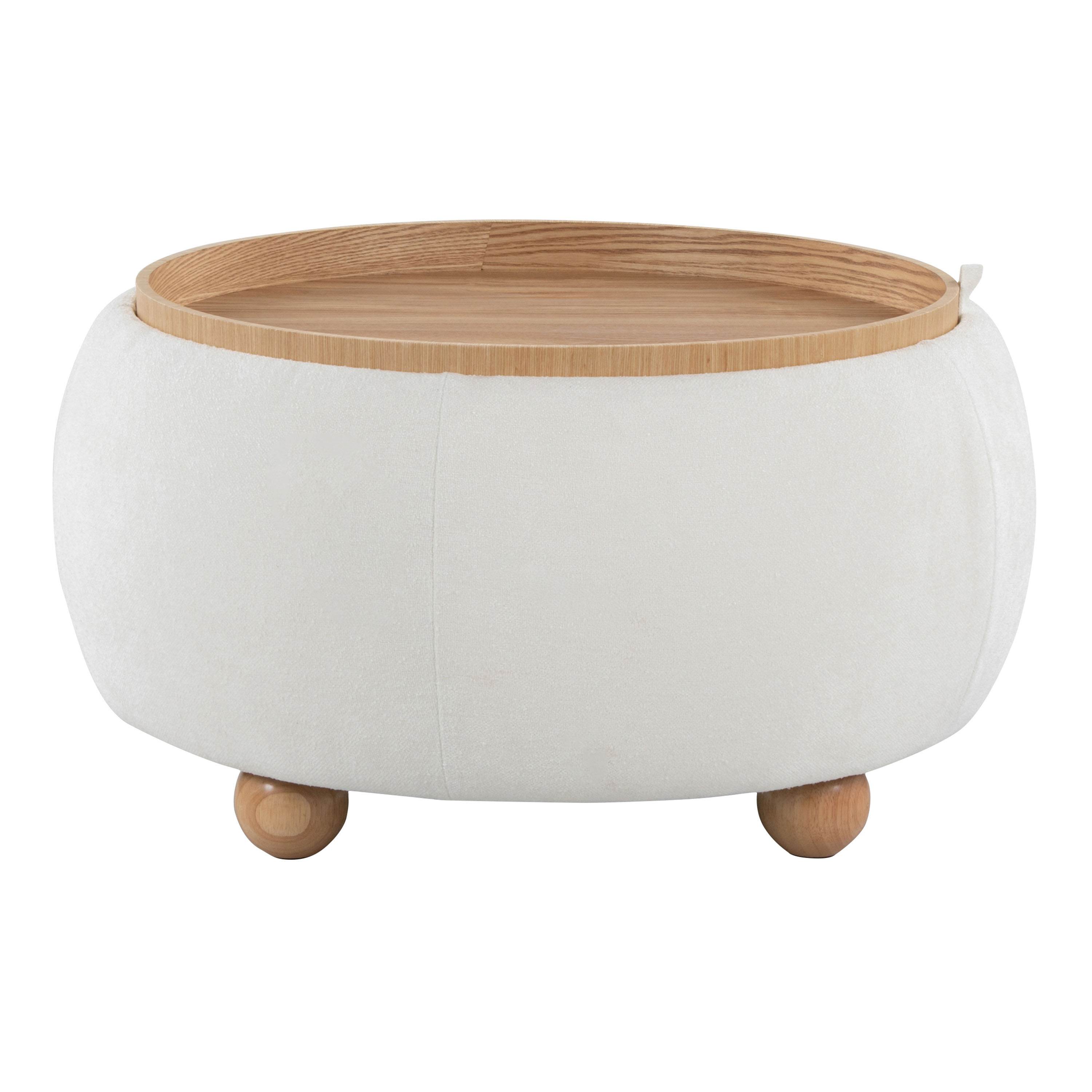Shiloh Round Upholstered Storage Ottoman with Tray Top image number 2