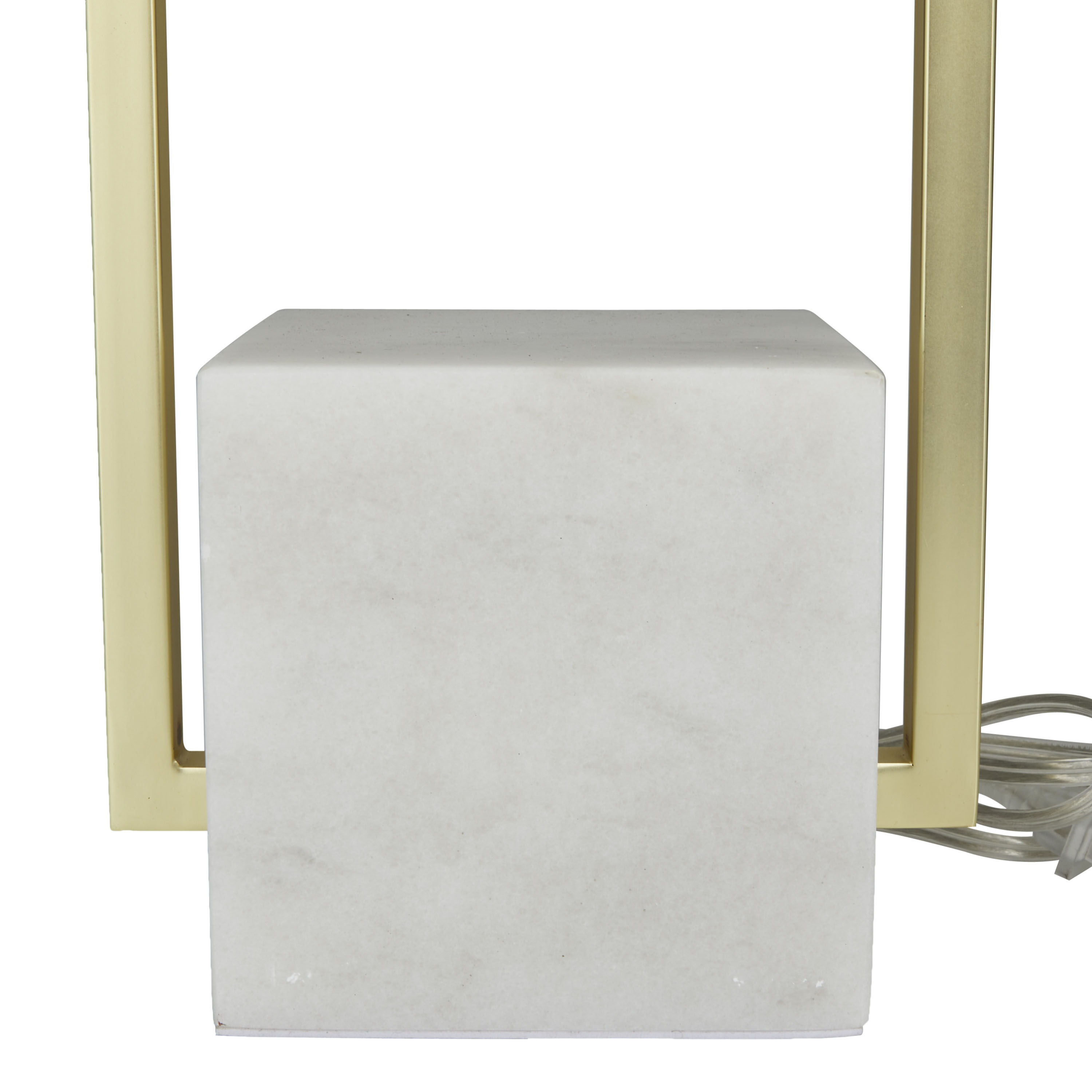 White Marble and Gold Metal Geo Modern Table Lamp image number 3