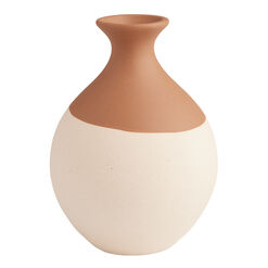 Wide Two Tone Earthenware Dipped Vase