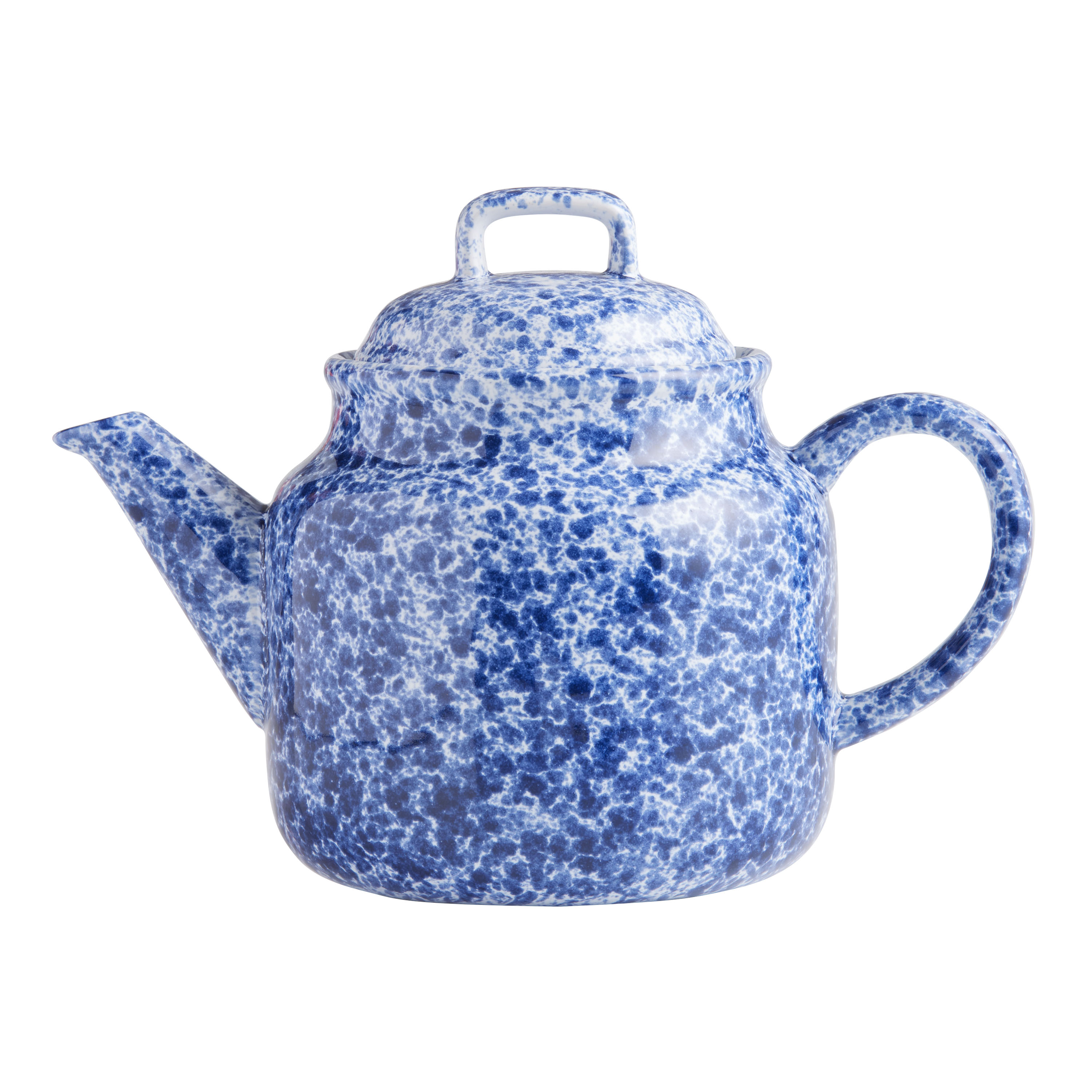 Awaken Blue and White Speckled Ceramic Teapot World Market