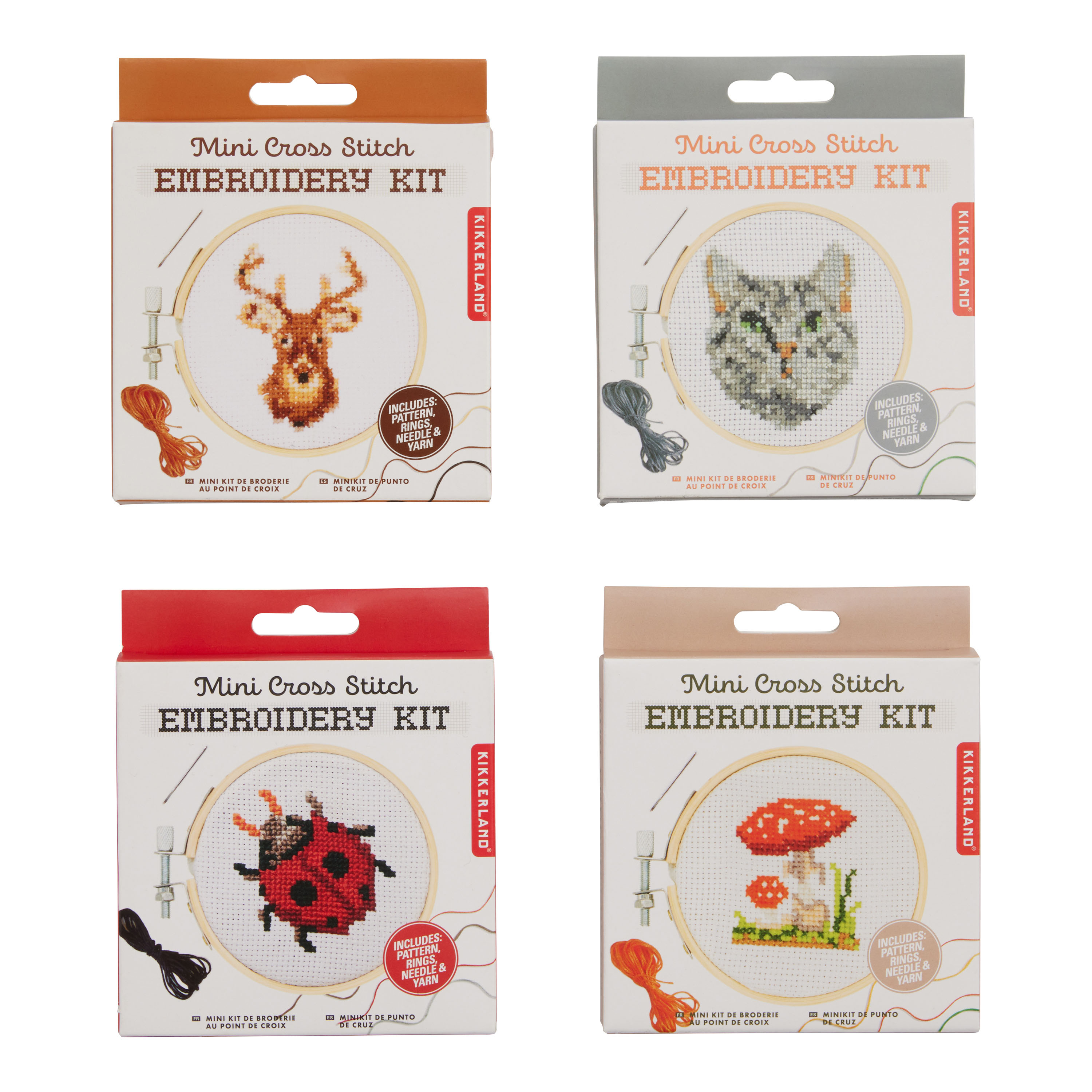 Kikkerland Mini Cross Stitch Embroidery Kit Set of 4 - World Market