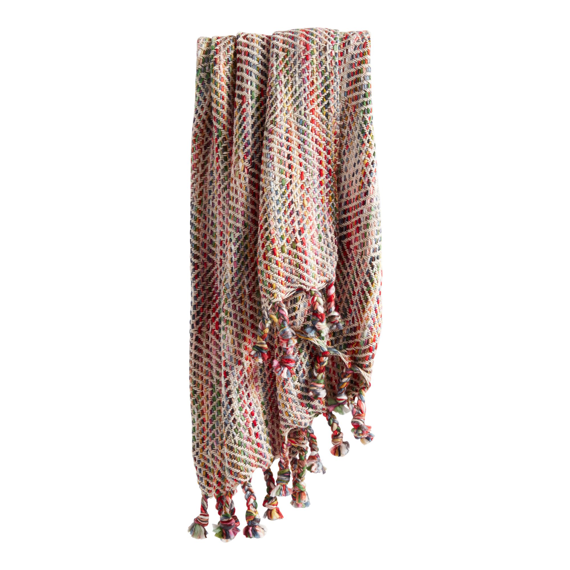 Multicolor Stitch Fringe Throw Blanket - World Market