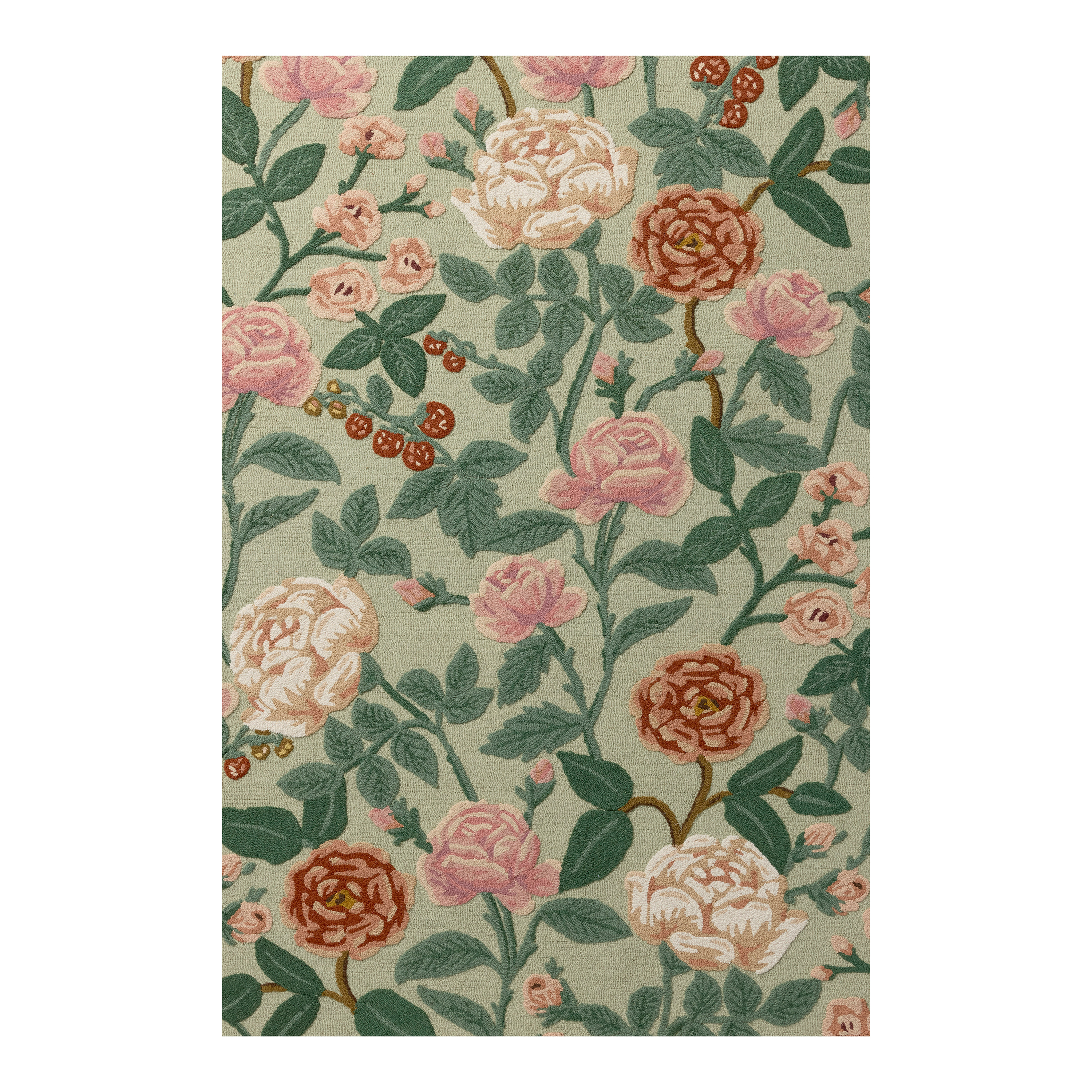 Rifle Paper Co. x Loloi Mint Highgrove Floral Wool Area Rug