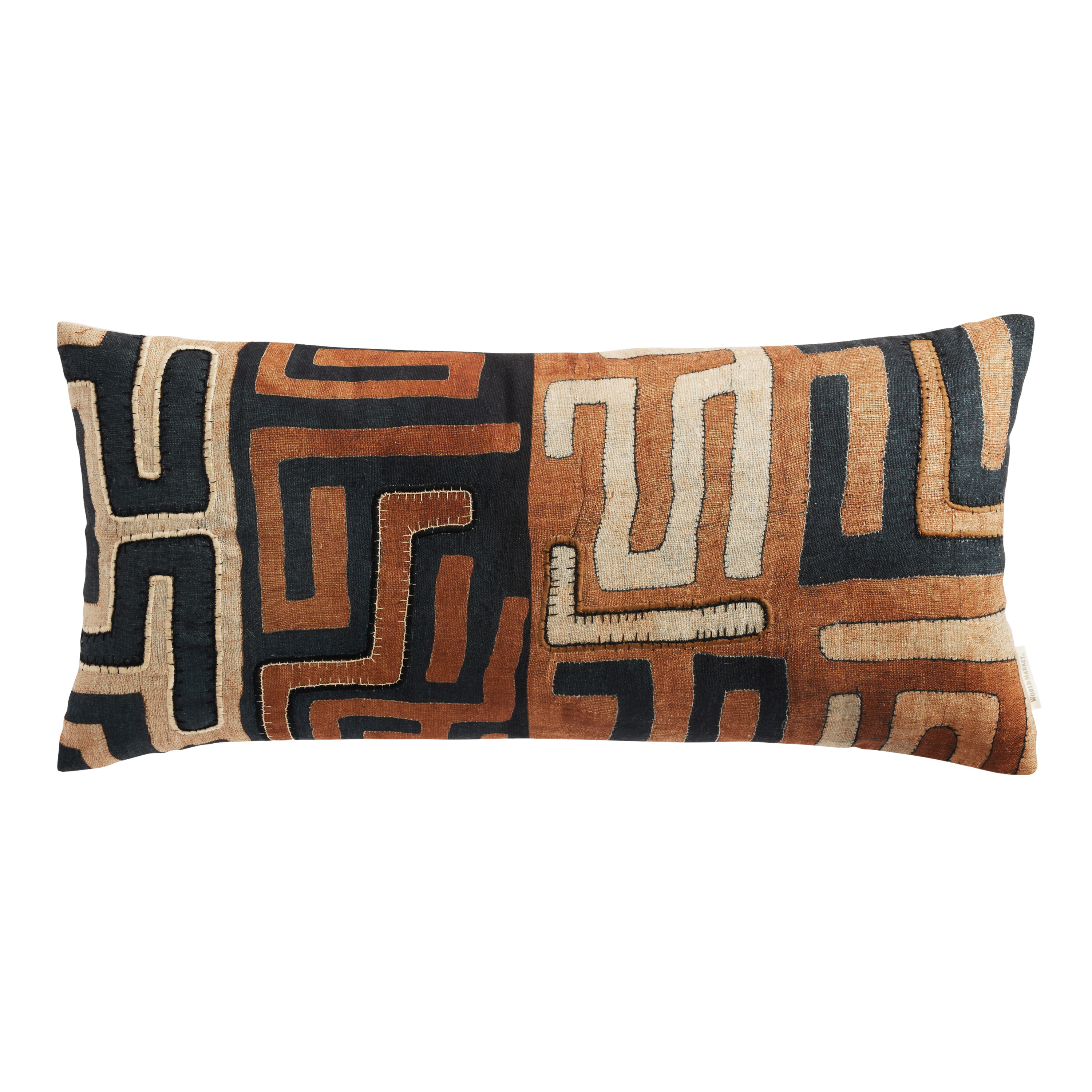 Extra Wide Rust Kuba Print Indoor Outdoor Lumbar Pillow World Market
