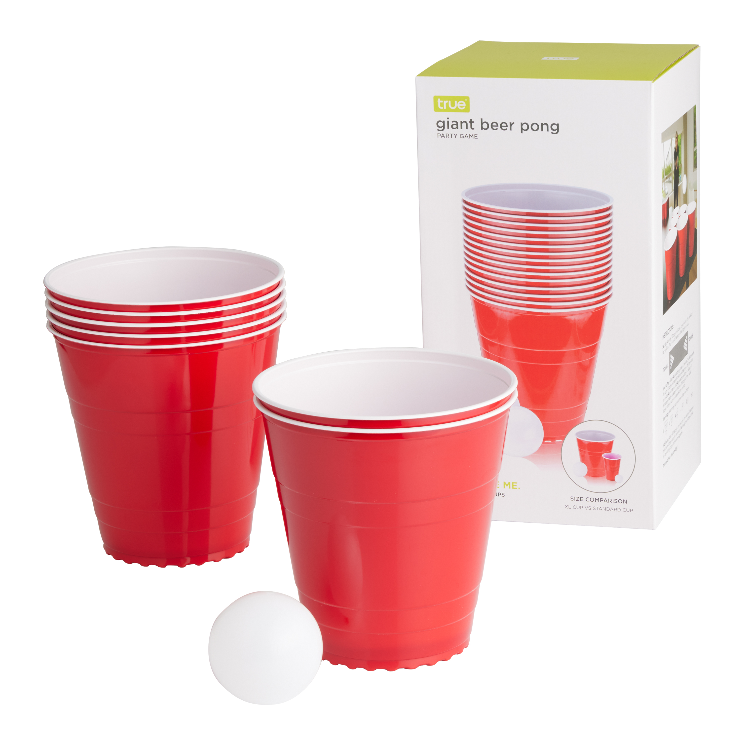 Beer Pong Cup Set with Funny Challenges, 20 Reusable Red Cups & 6 Ping Pong  Balls