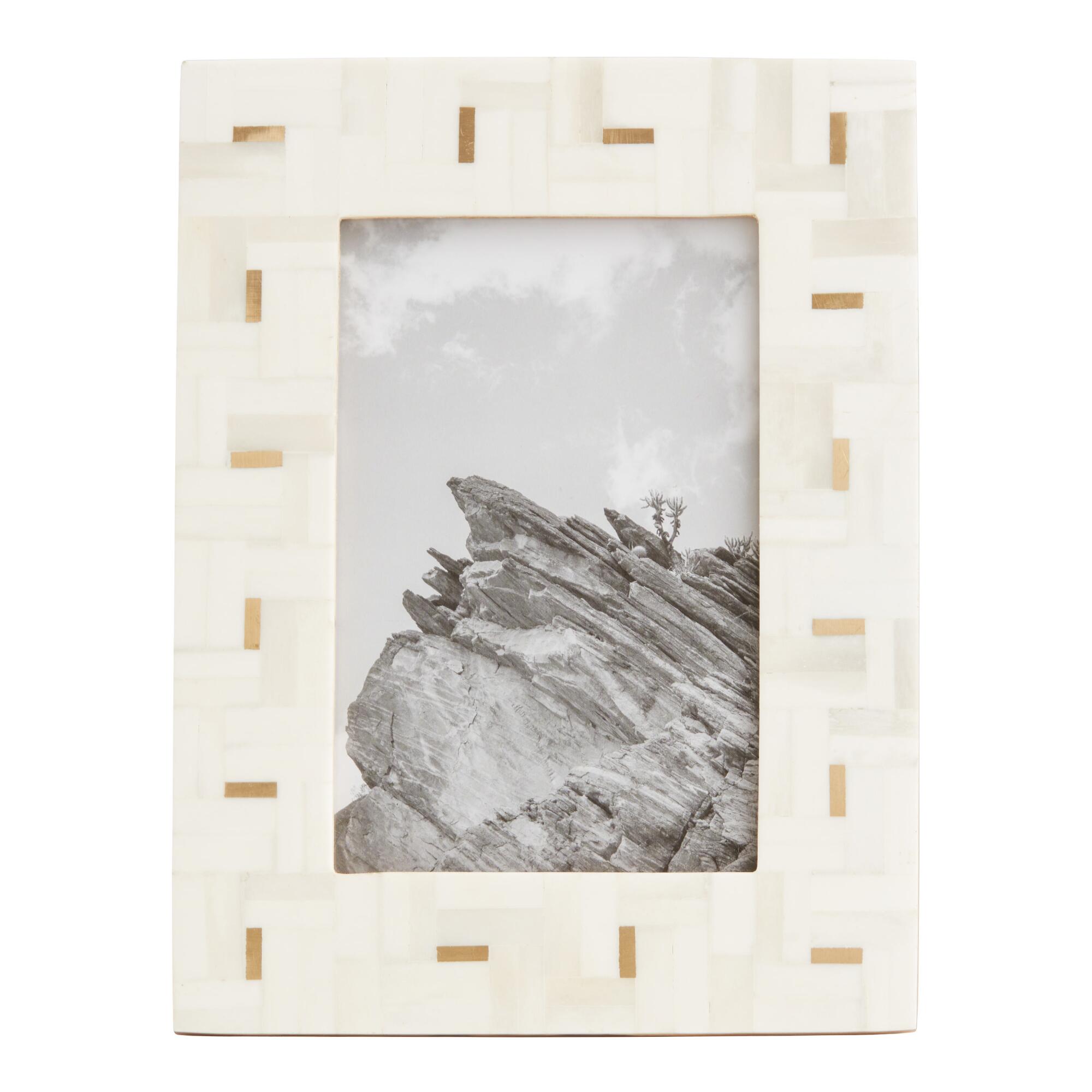 9 White and Grey Metal 4x6 Picture Frame - Decorator's Warehouse