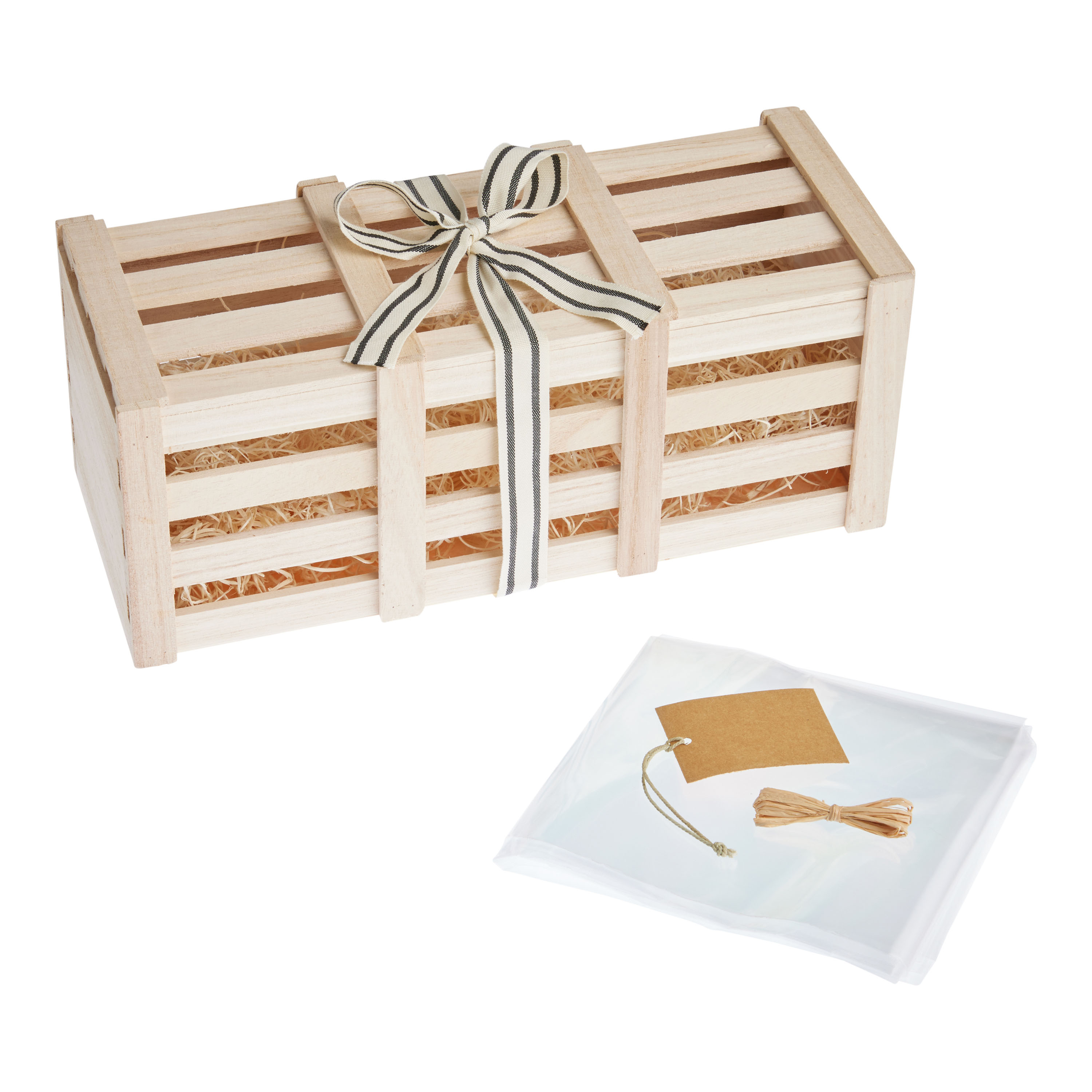 Wood Crate Gift Basket Kit With Lid and Bow World Market