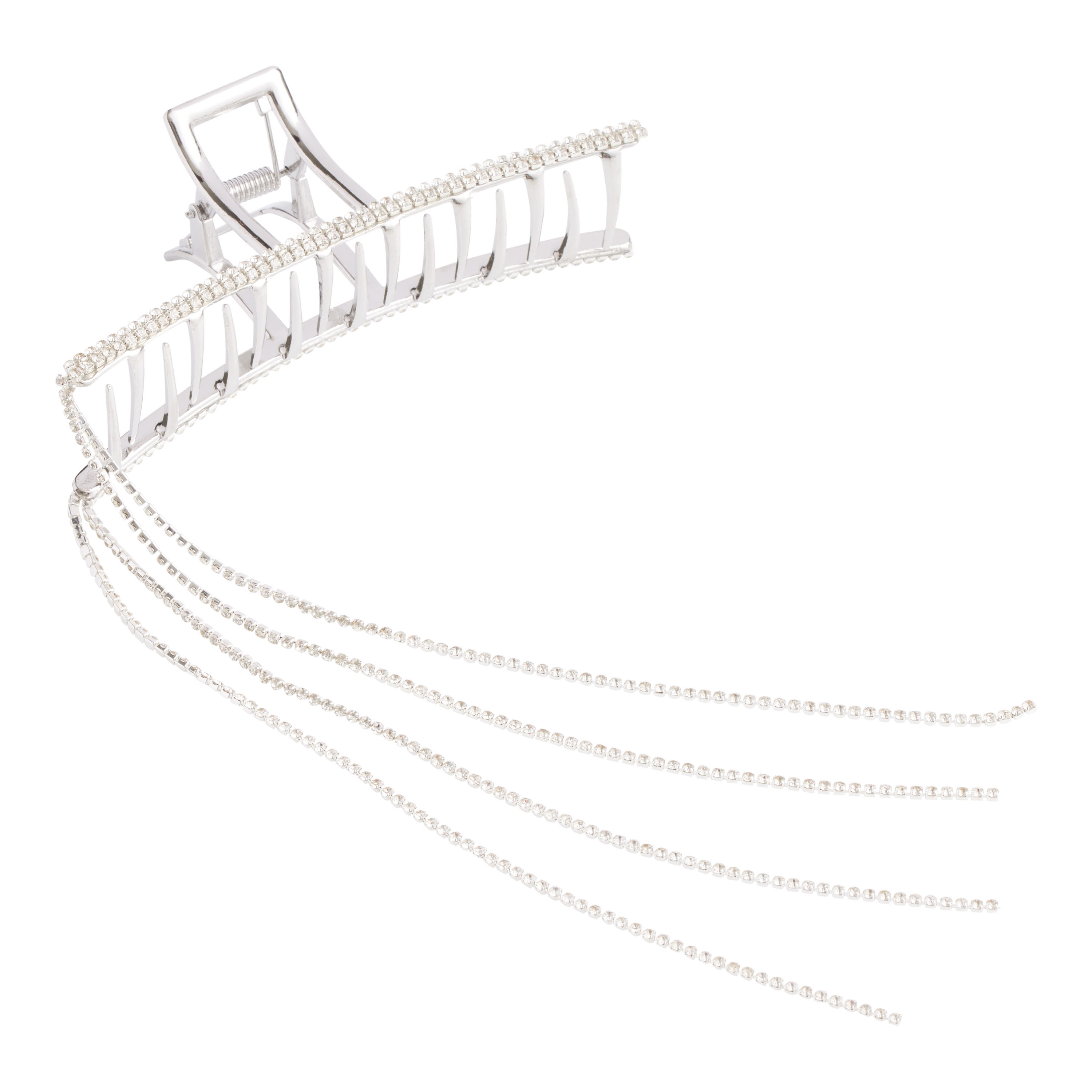 Silver Rhinestone Chain Claw Clip World Market