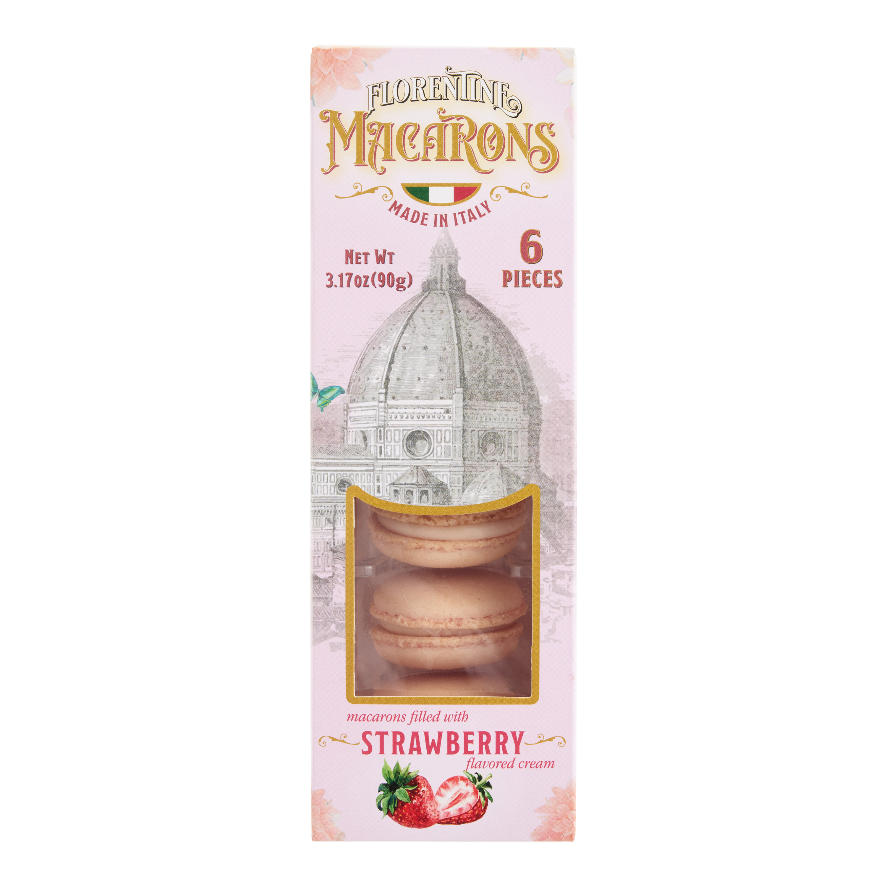 Cuorenero Macaron Strawberry Flavor | Gluten Free Macaron In Case | Strawberry Macaron Taste | Strawberry Cream Cookies - 2 Boxes X 3 Macarons Each
