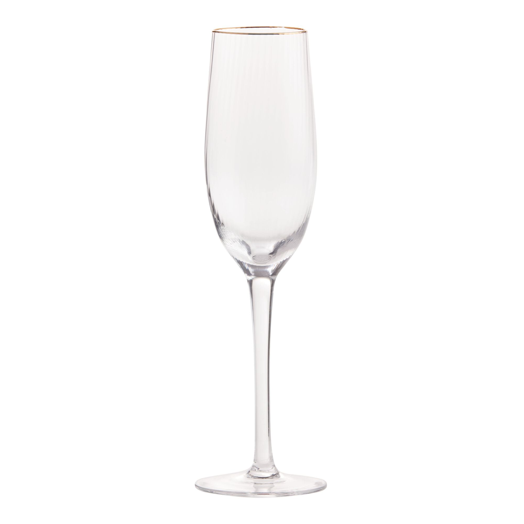 Gold Rim Ribbed Champagne Flute Set of 2 - World Market