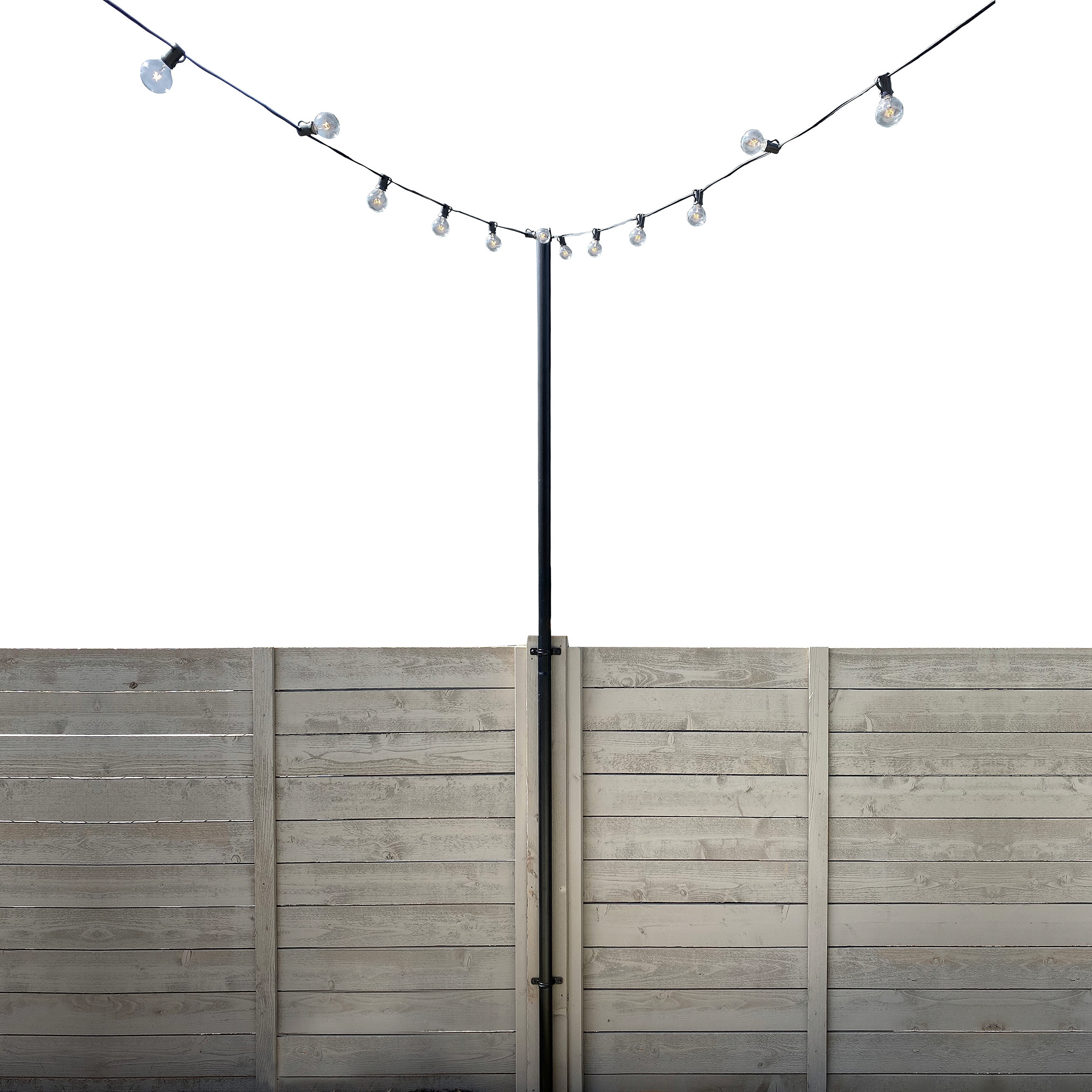 Black Steel String Light Pole Stand with Brackets World Market