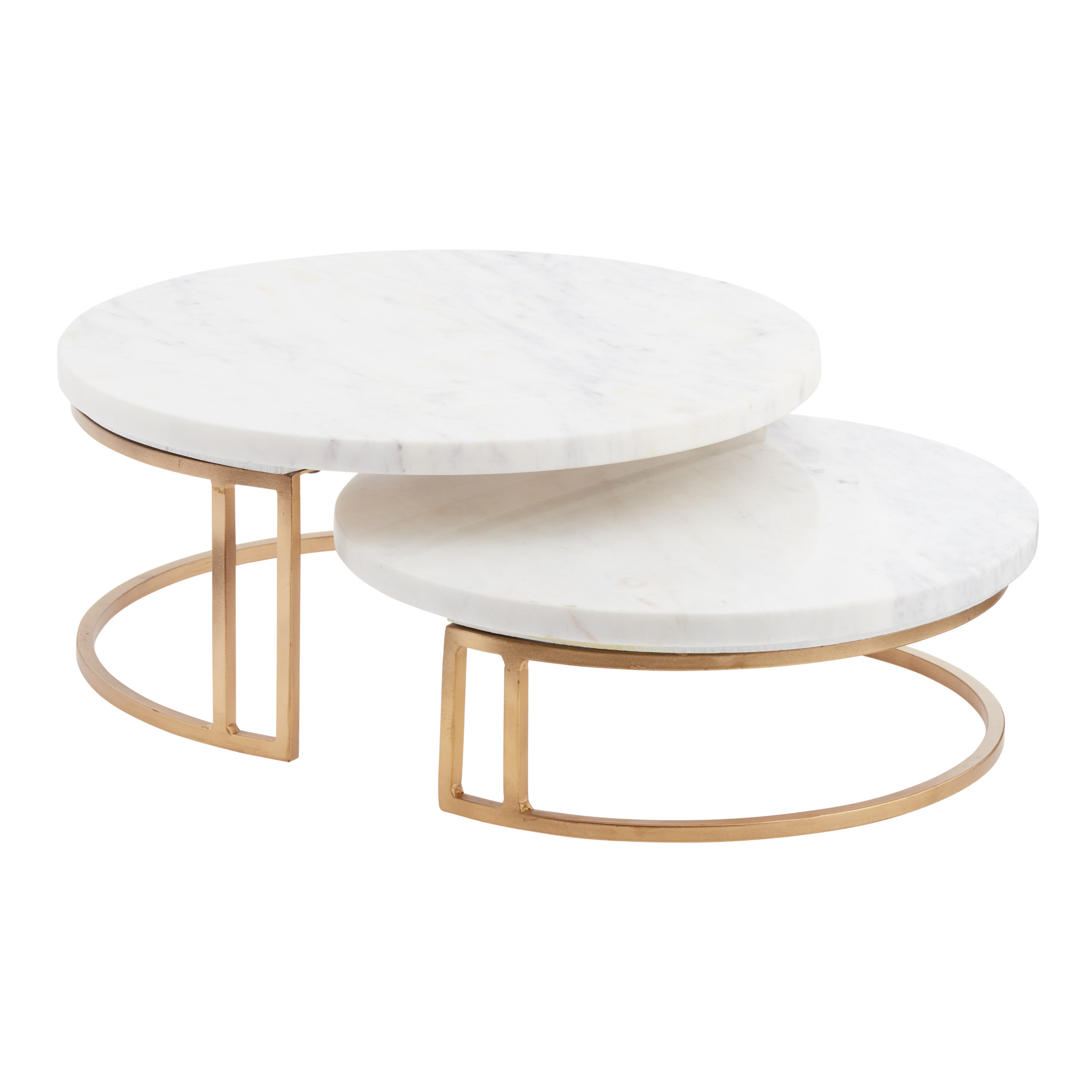 White Marble and Gold Metal Pedestal Stand - World Market