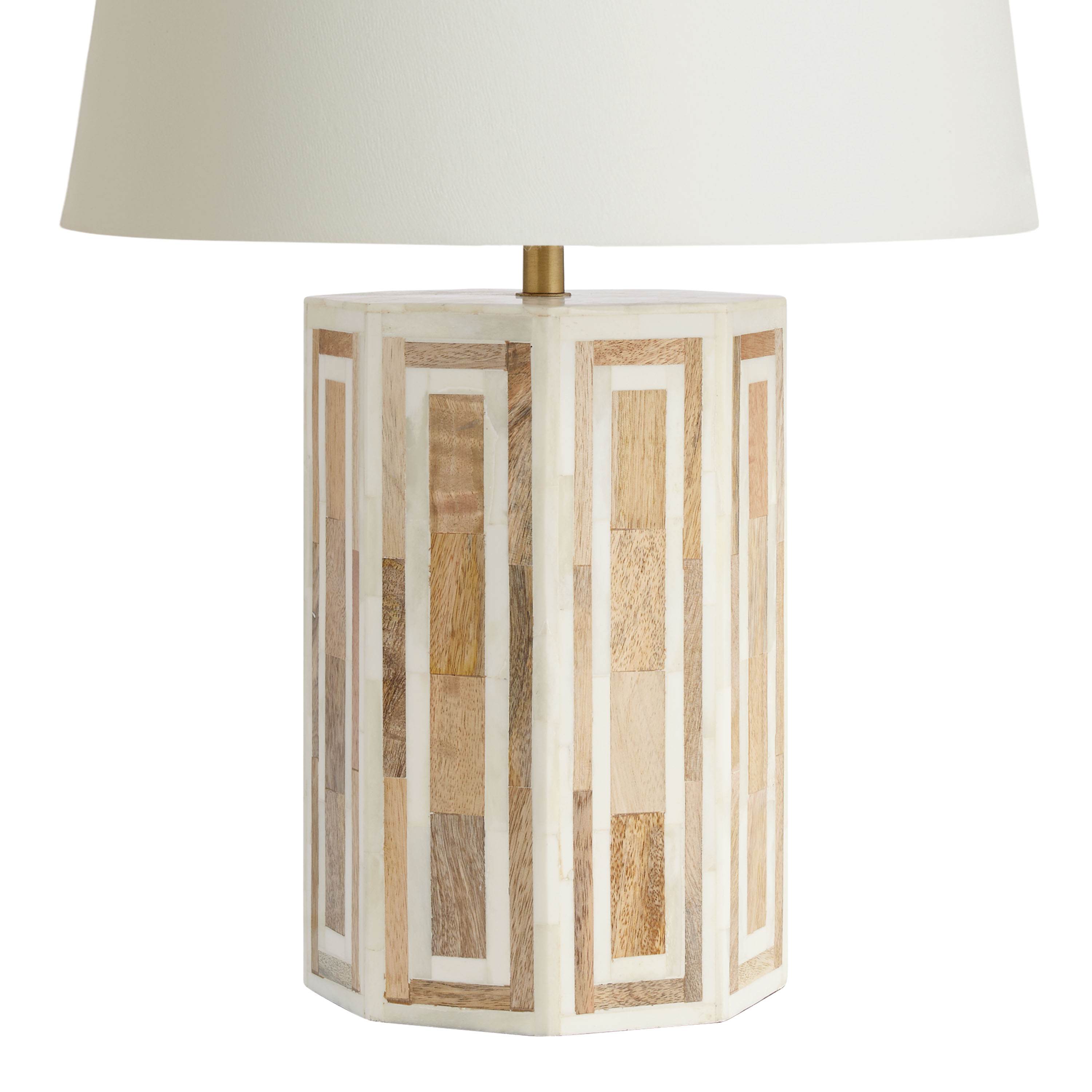 Cairo Mango Wood Bone Inlay Geometric Table Lamp Base - World Market