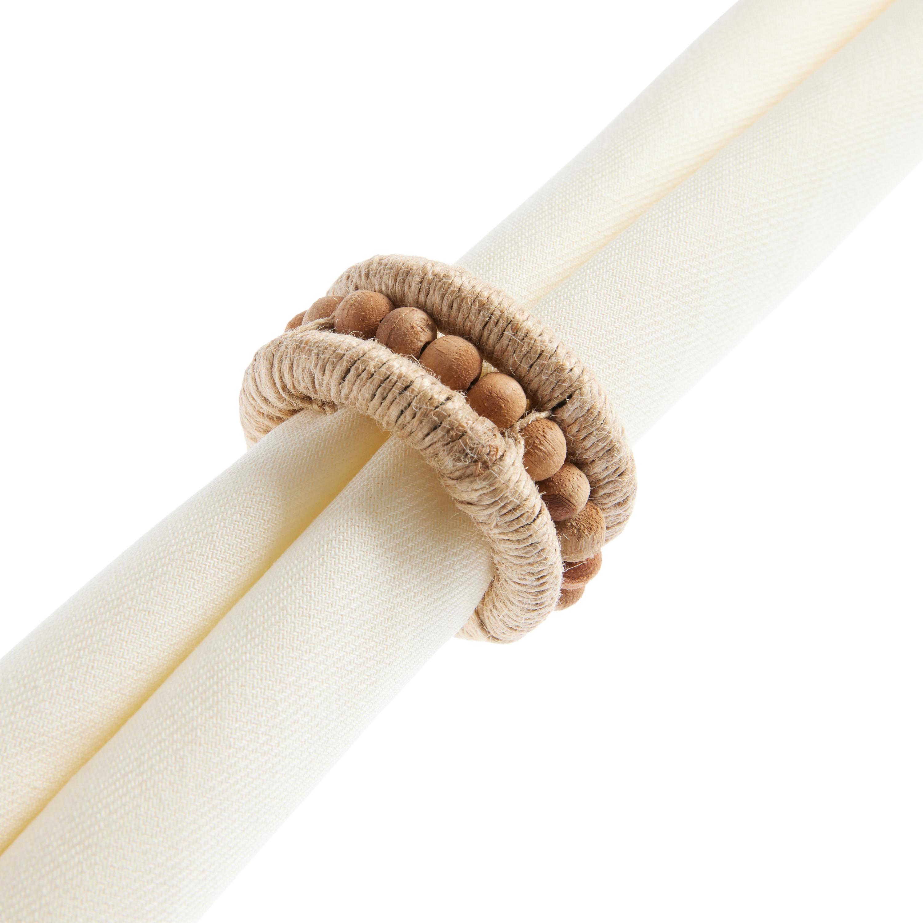 Wood Beaded Jute Napkin Ring Set of 2 - World Market