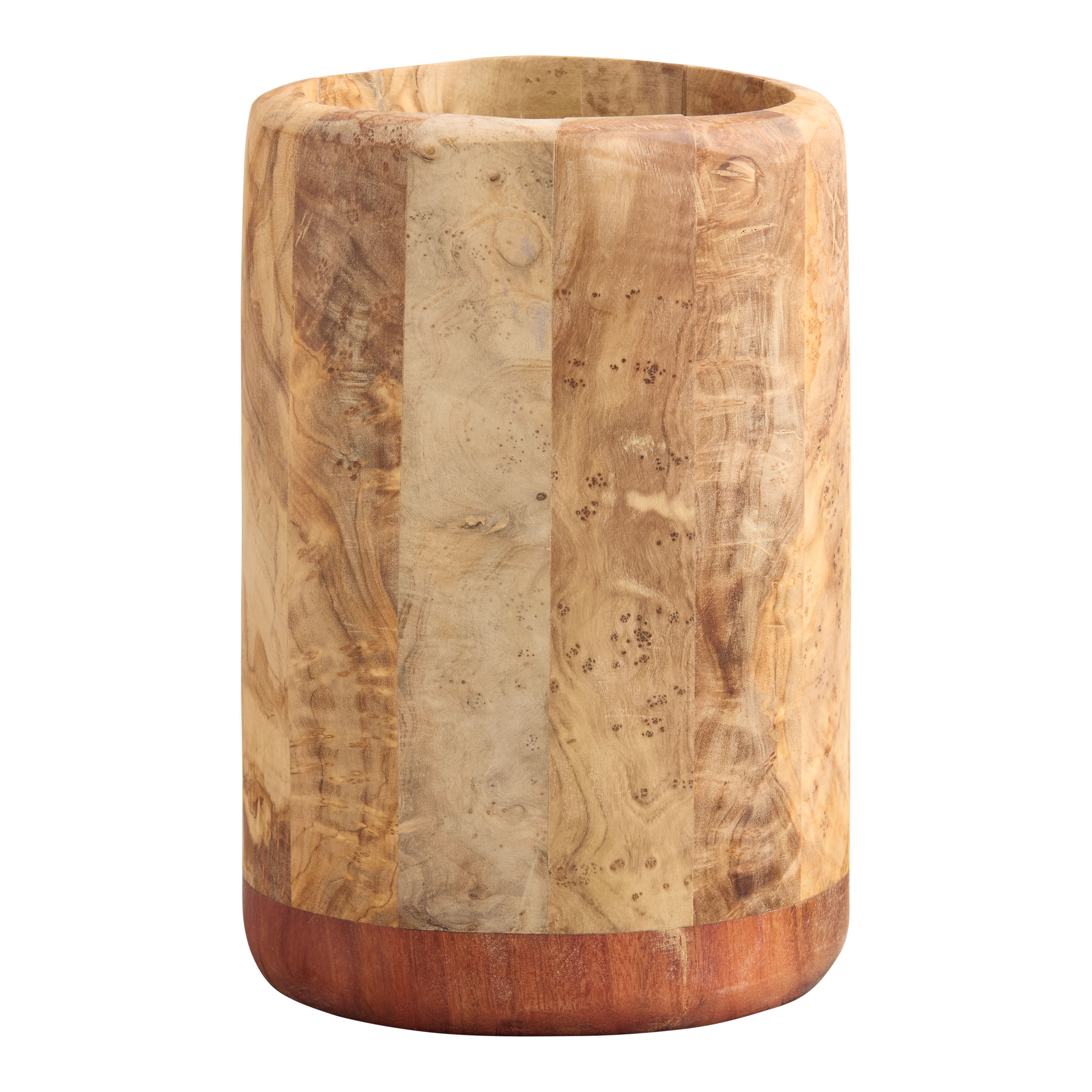 Round Natural Handmade Olive Wood Utensil Holder - World Market