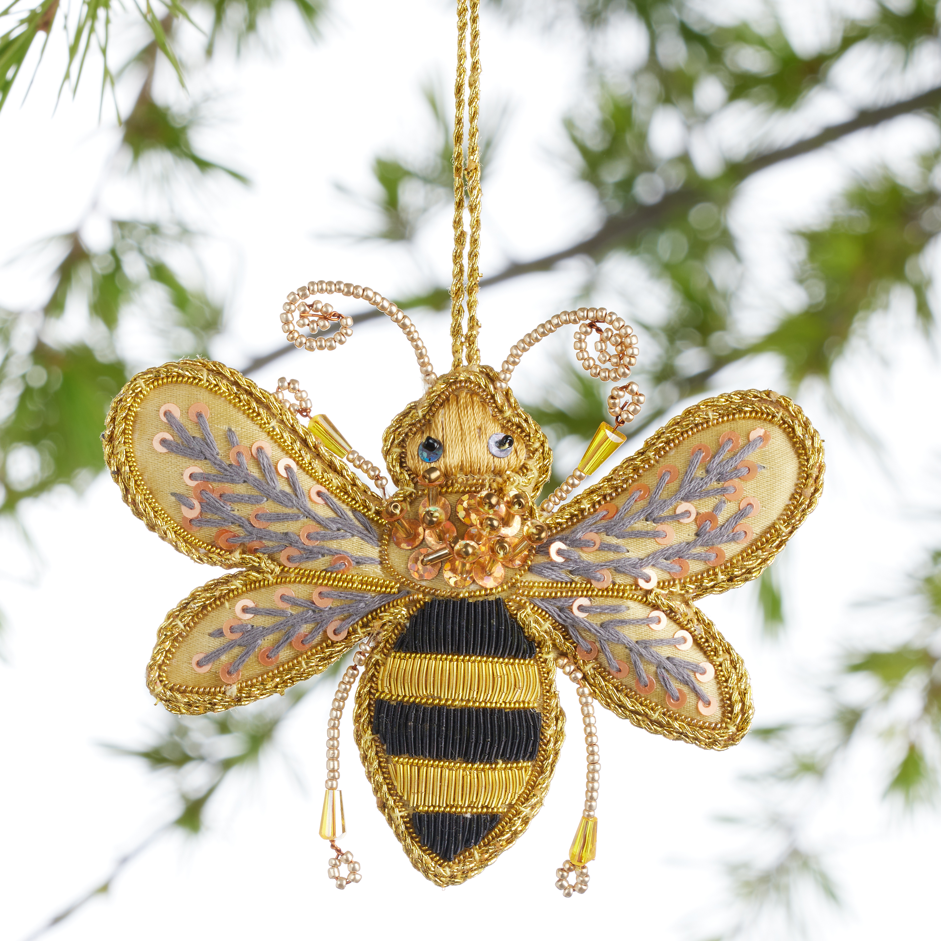 Embroidered Satin Bee Ornament - World Market