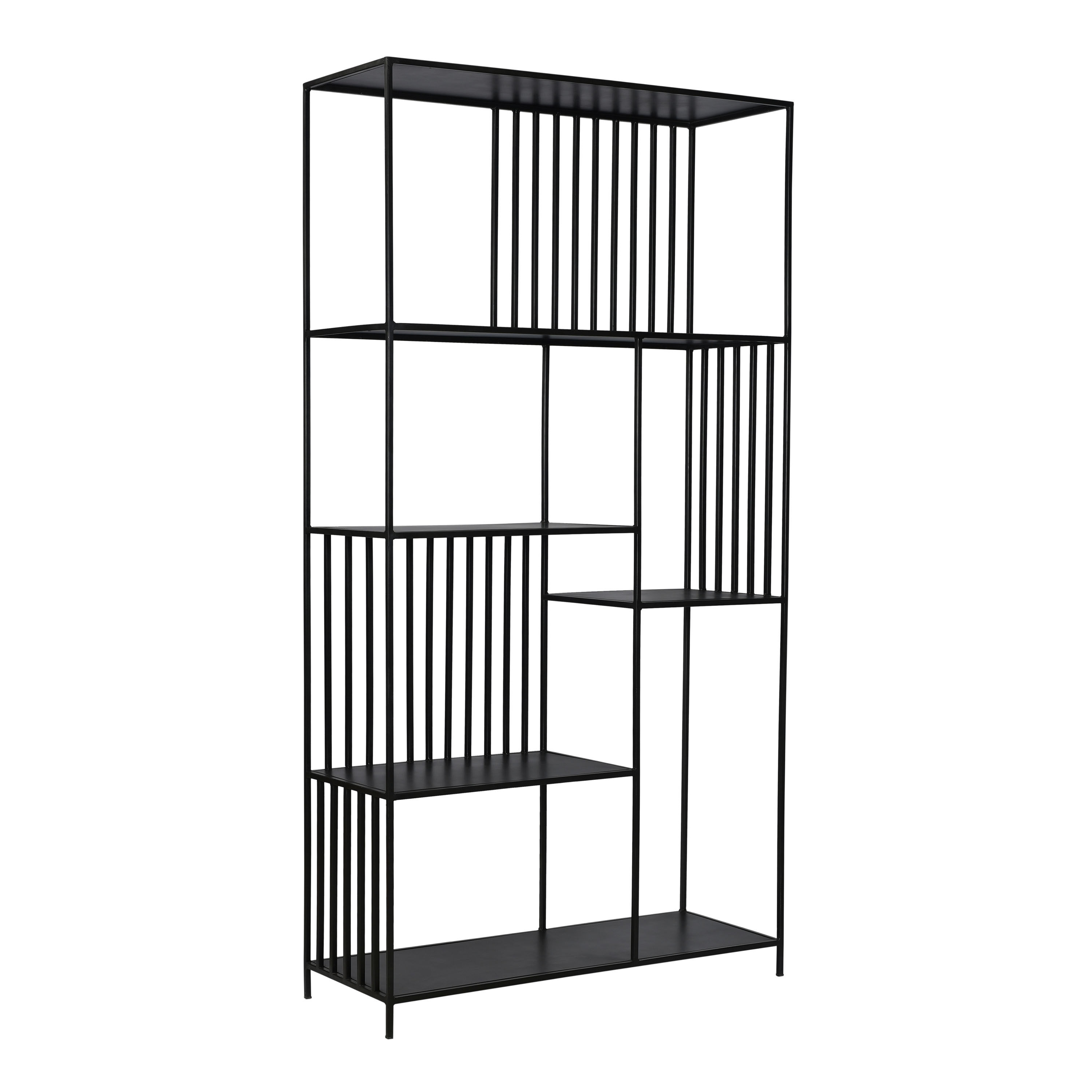 Mellott Wide Black Iron Asymmetrical Bookshelf World Market