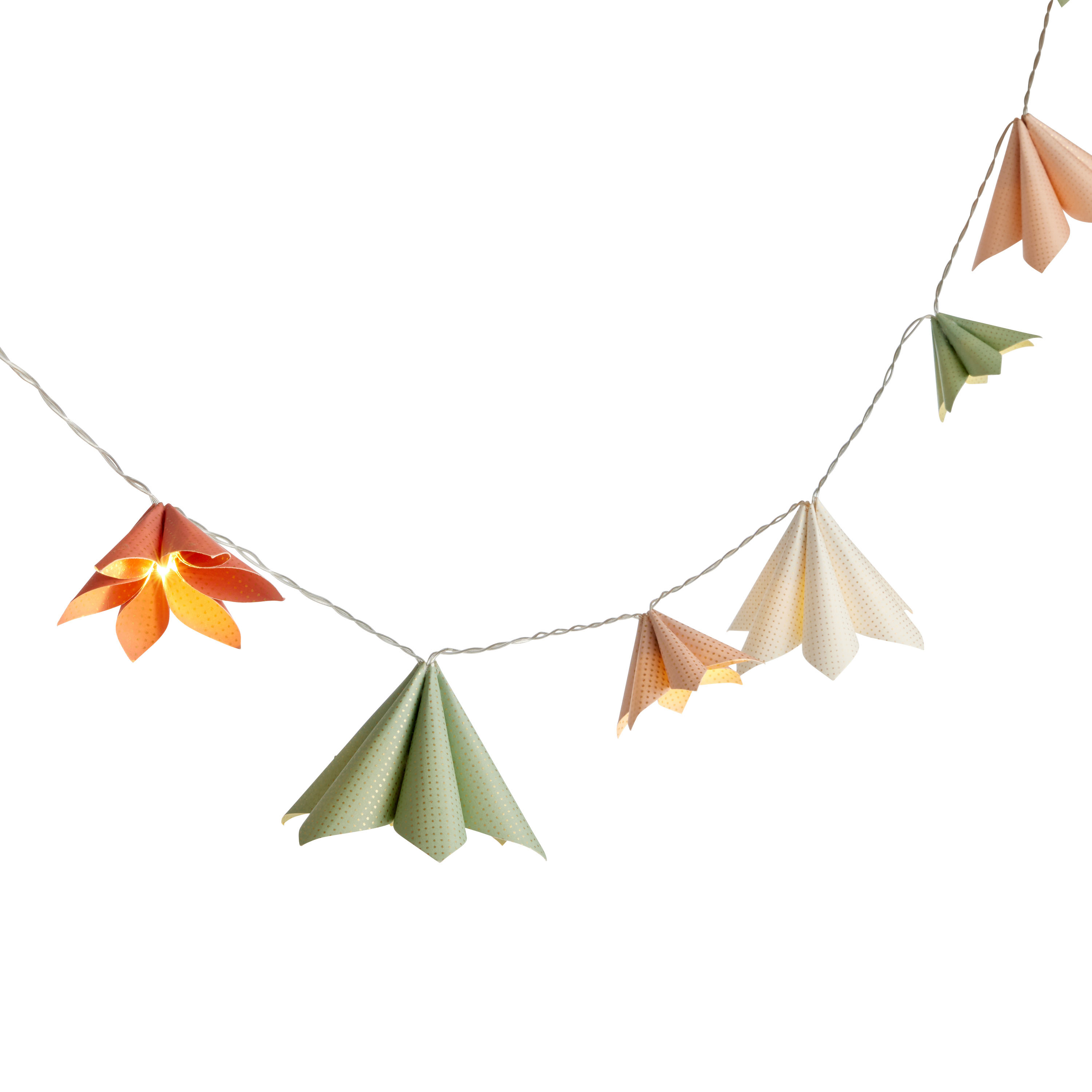 Origami Flowers LED 10 Bulb Battery Operated String Lights World