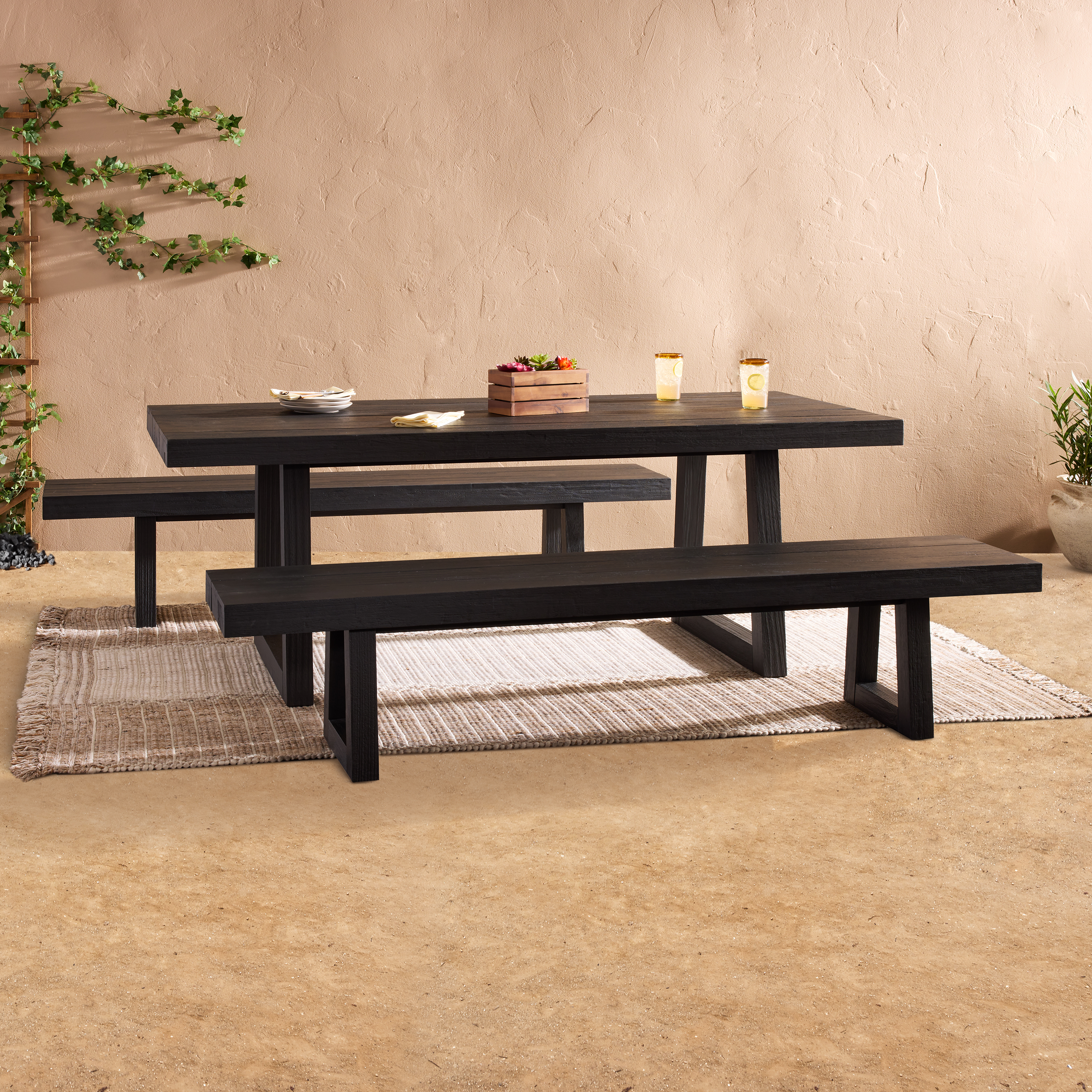 Rayne Charcoal Eucalyptus Wood Piece Outdoor Dining Set World