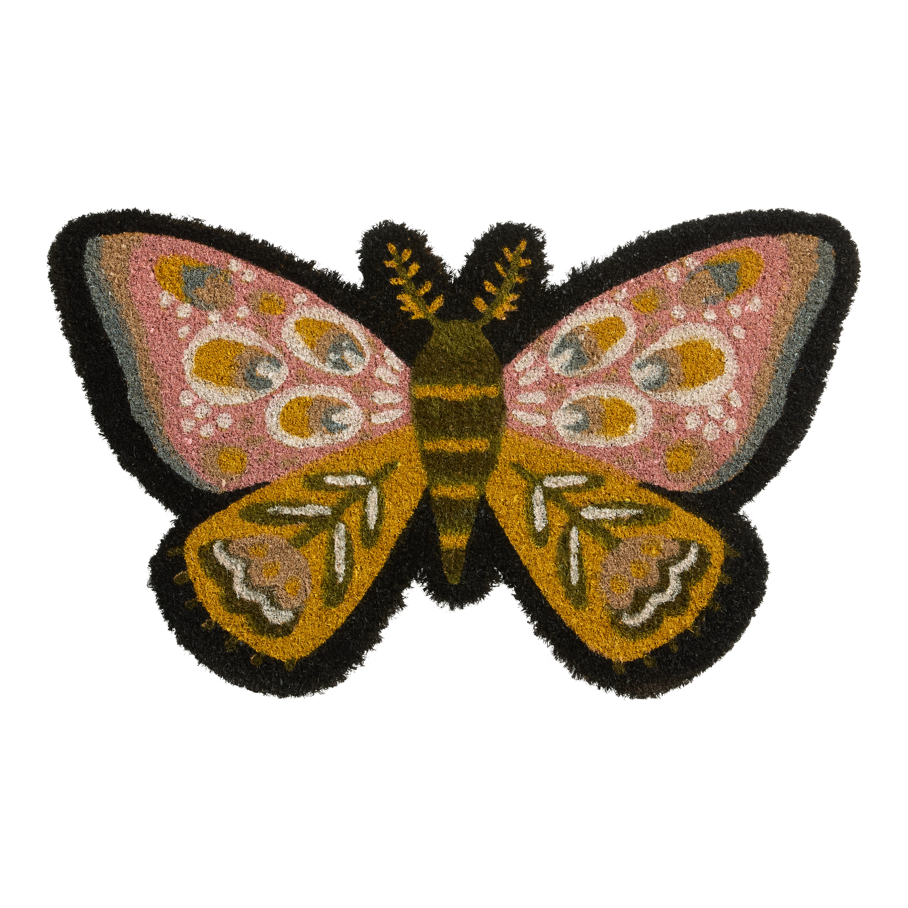 Multicolor Mystic Moth Shaped Coir Doormat - World Market