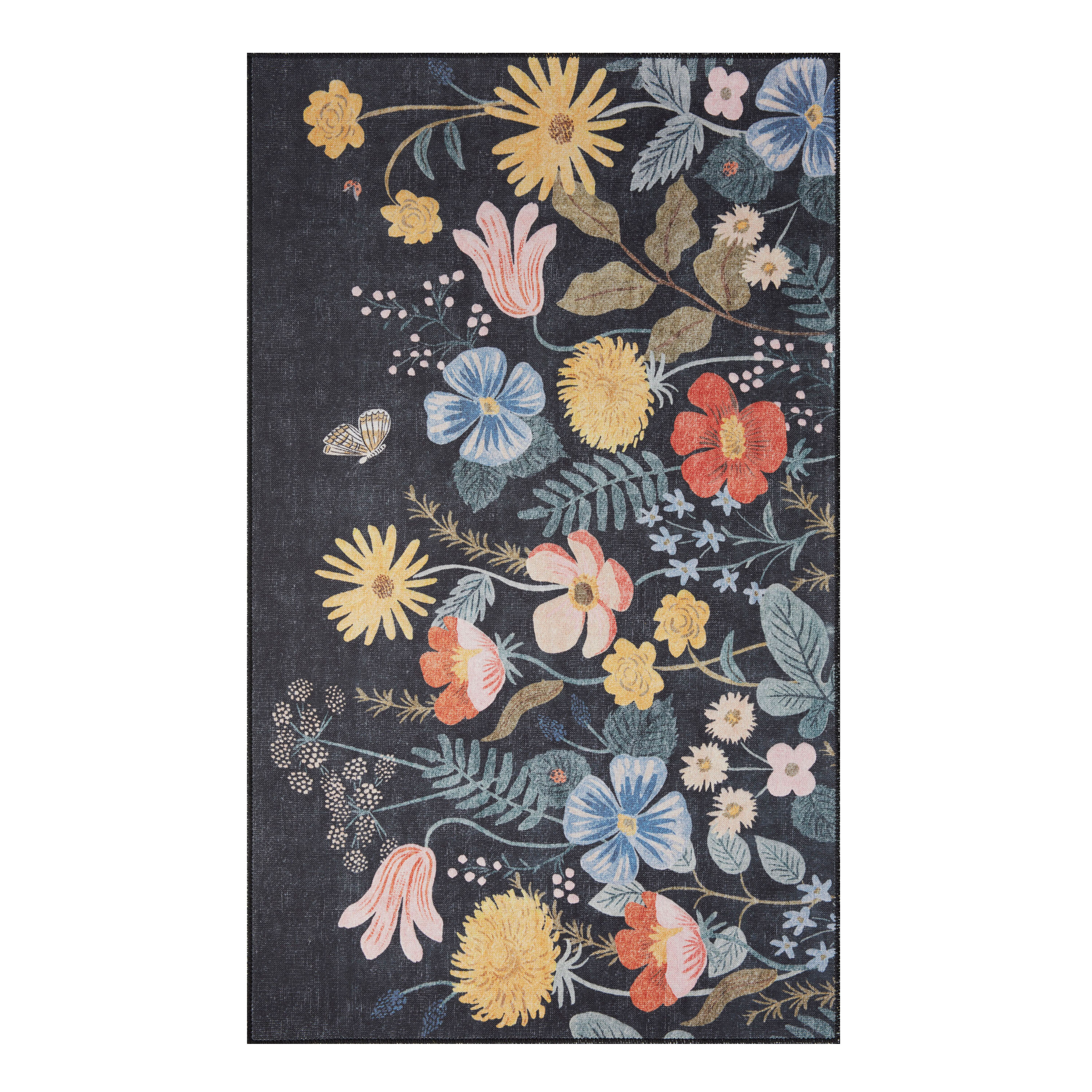 Rifle Paper Co. Black Atelier Strawberry Fields Area Rug - World