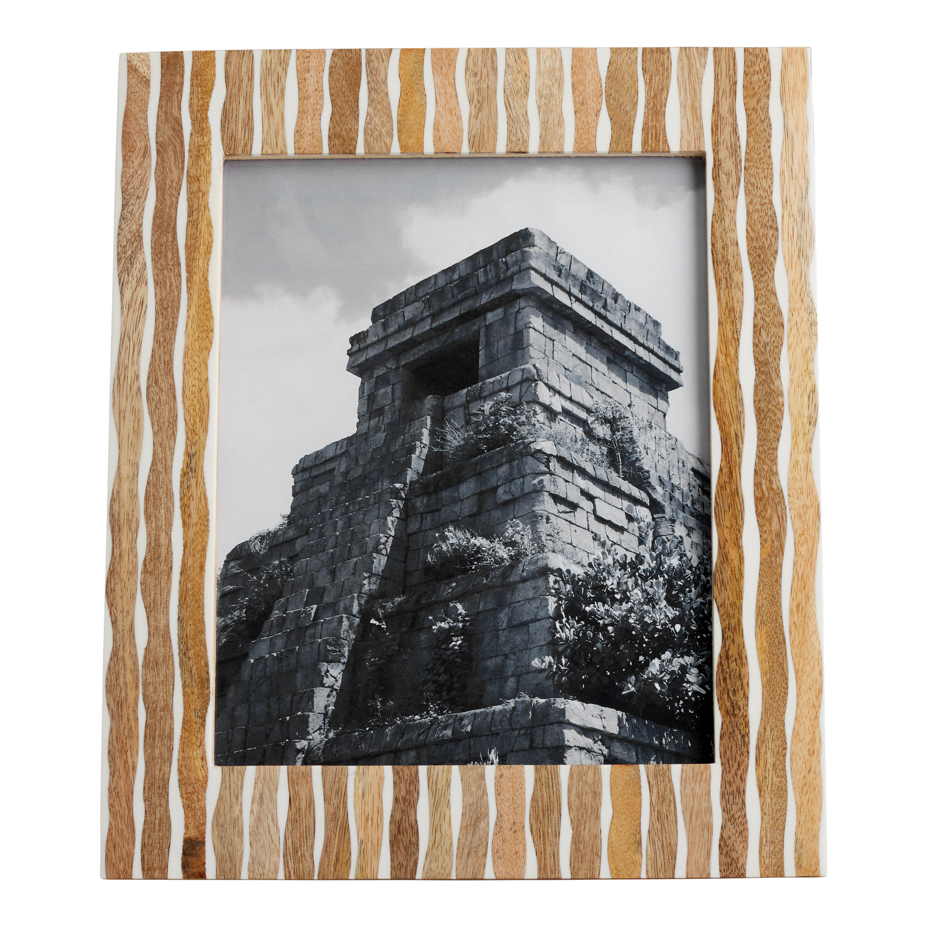 White Resin and Wood Wavy Frame World Market