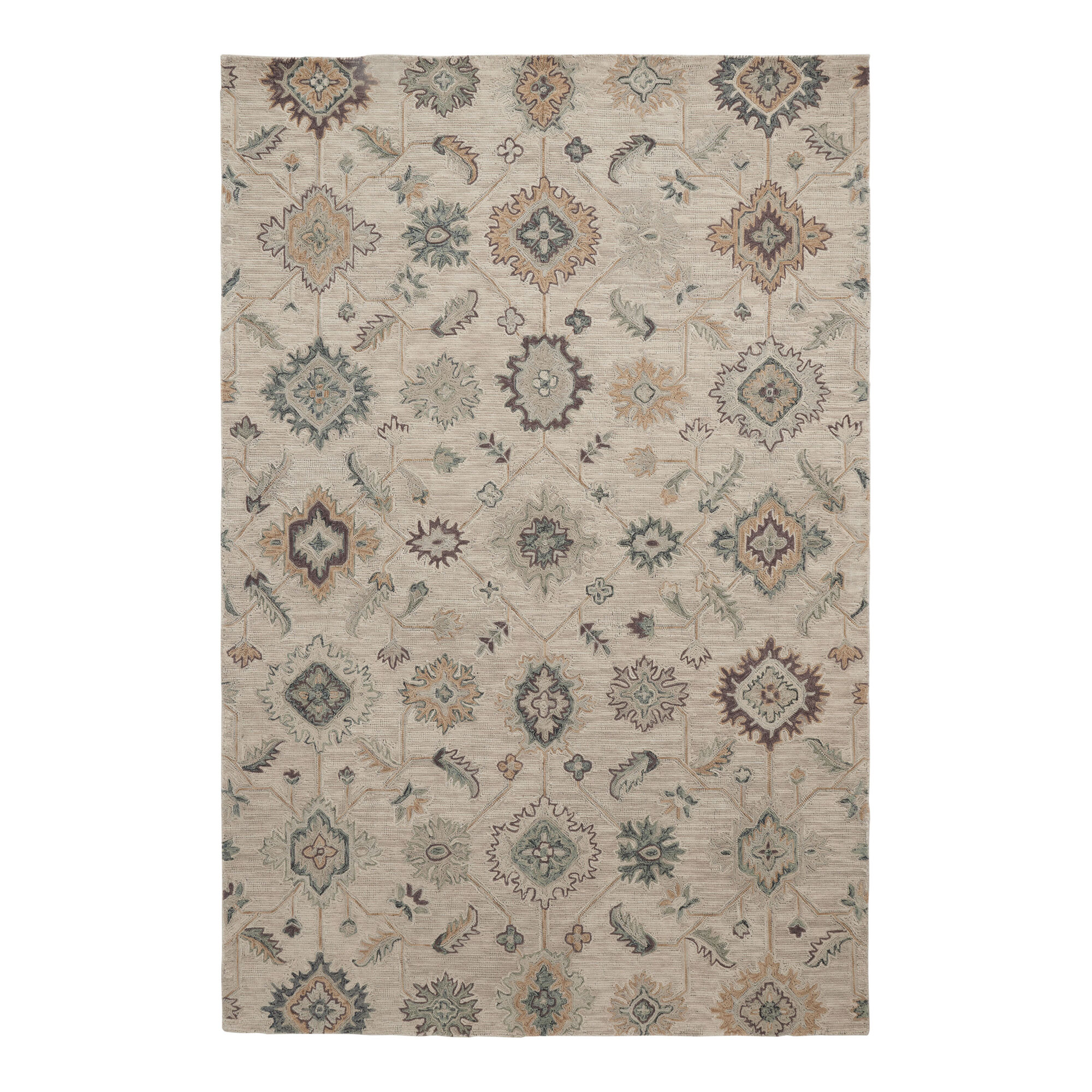 Stanley Floral Handmade Tufted Wool Green/Beige Area Rug August Grove Rug Size: Rectangle 8'6 x 11'6