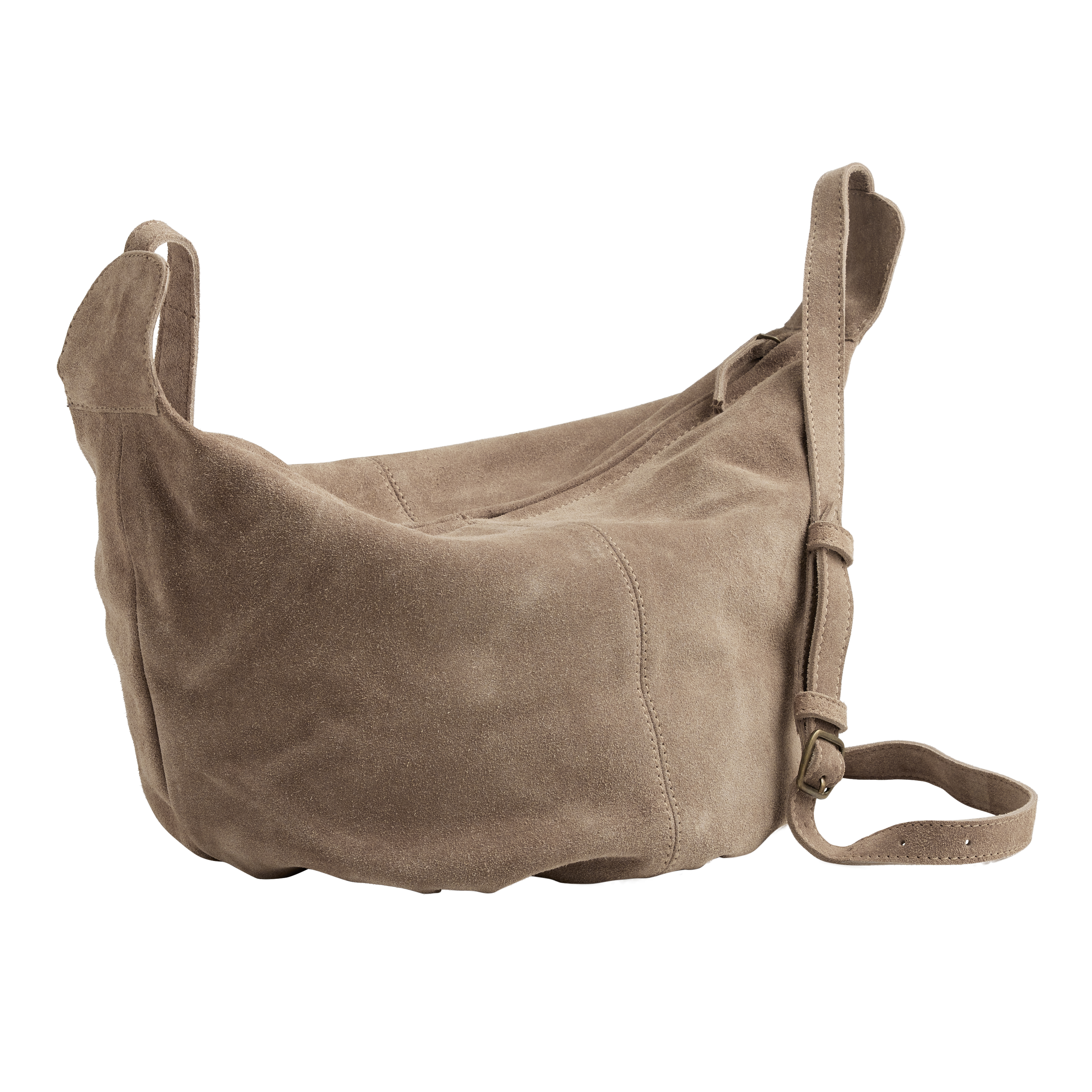 Mushroom Tan Genuine Suede Hobo Crossbody Bag - World Market