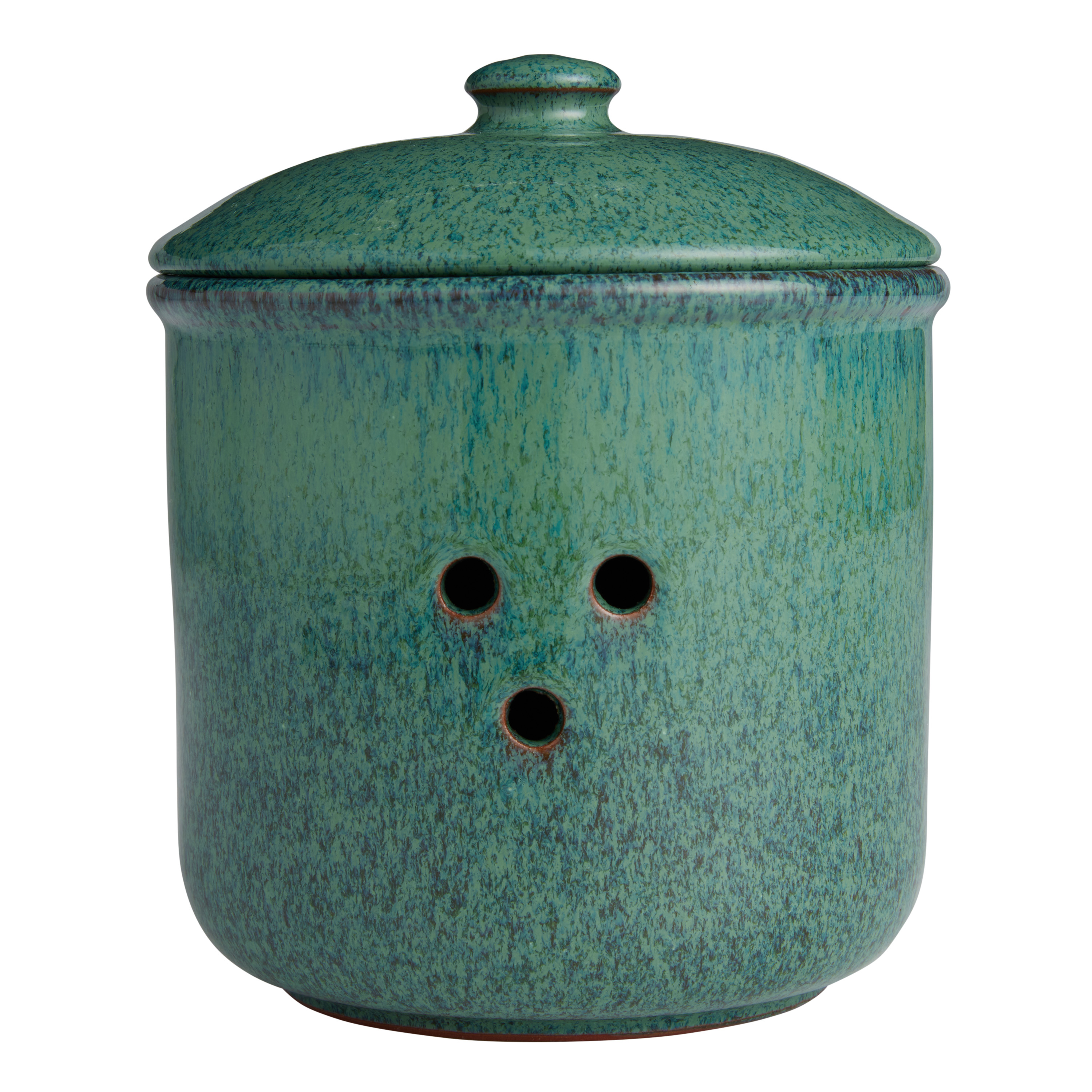 Peacock Blue Reactive Glaze Ceramic Garlic Keeper - World Market