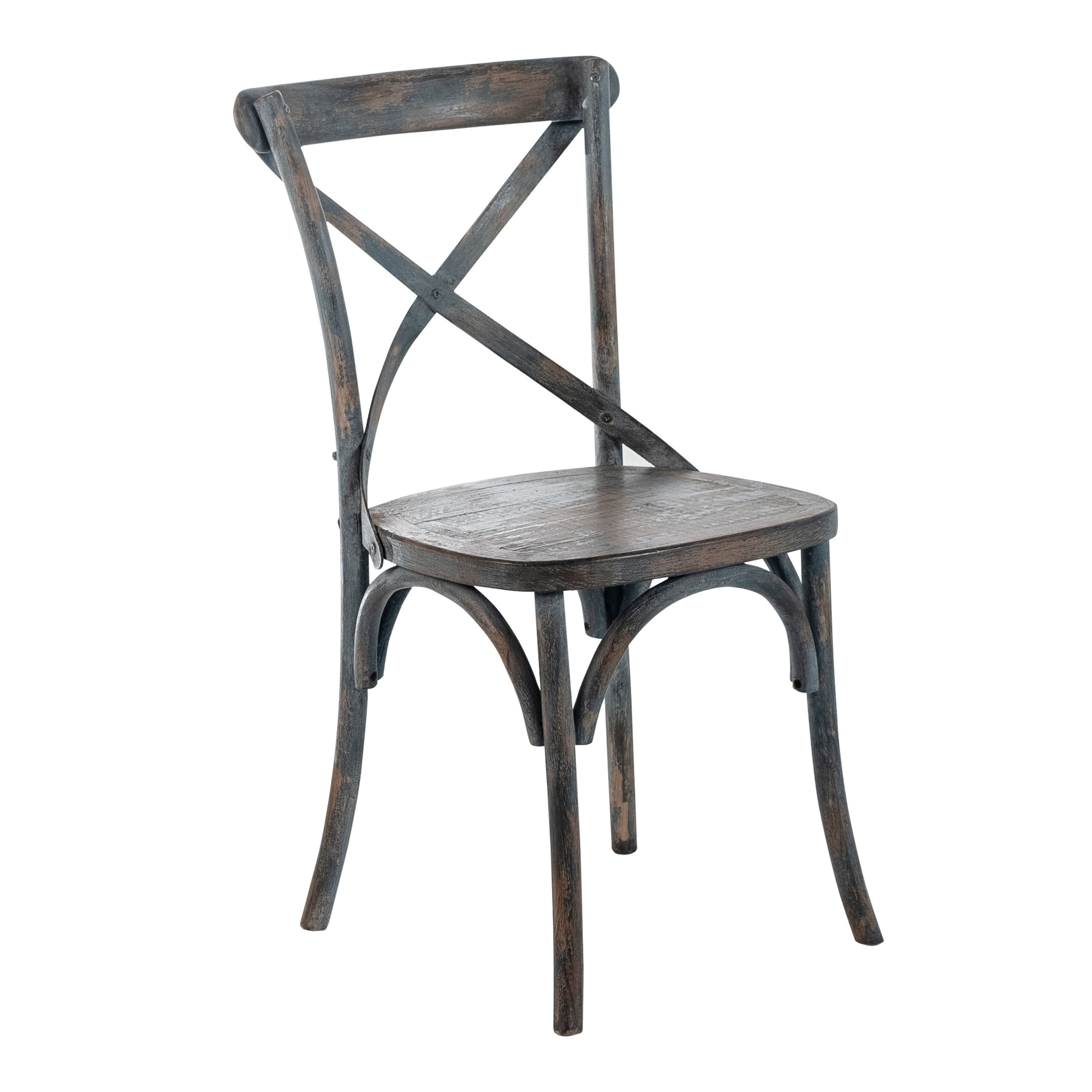 Bremen Antique Reclaimed Pine X Back Dining Chair Set of 2 World