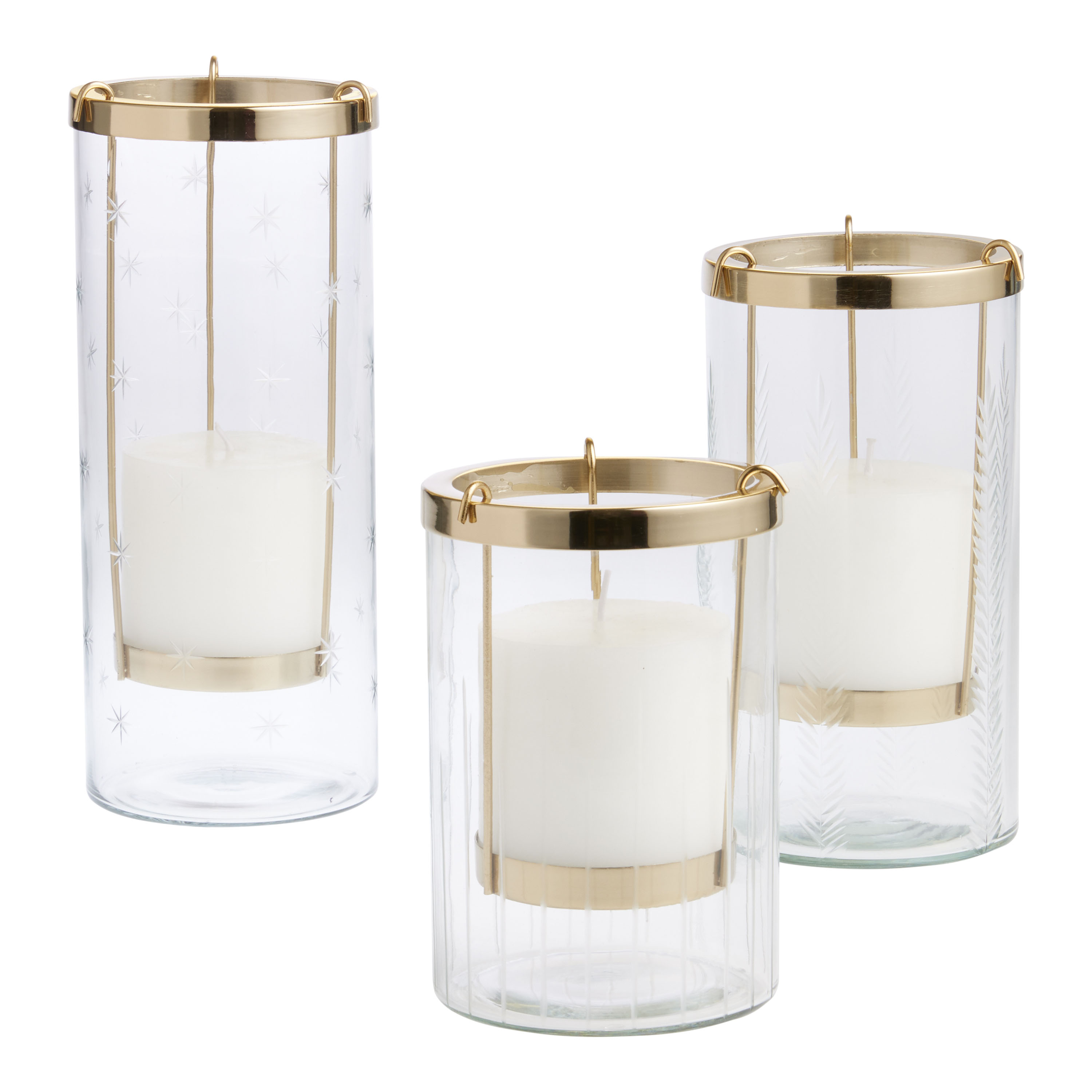 Brass and Glass Hurricane Pillar Candle Holder World Market