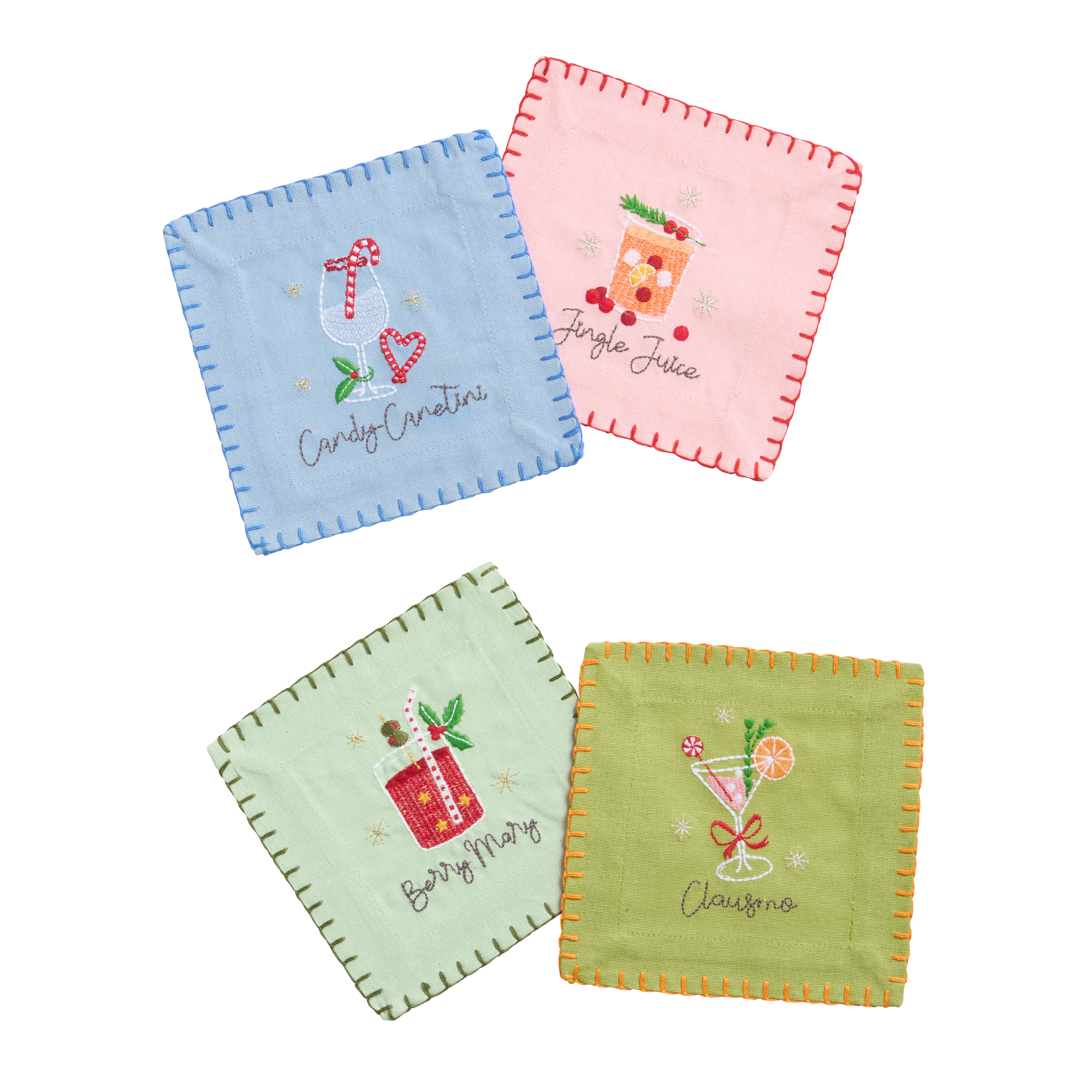 Merry Kitschmas Embroidered Cocktail Napkins 4 Pack - World Market