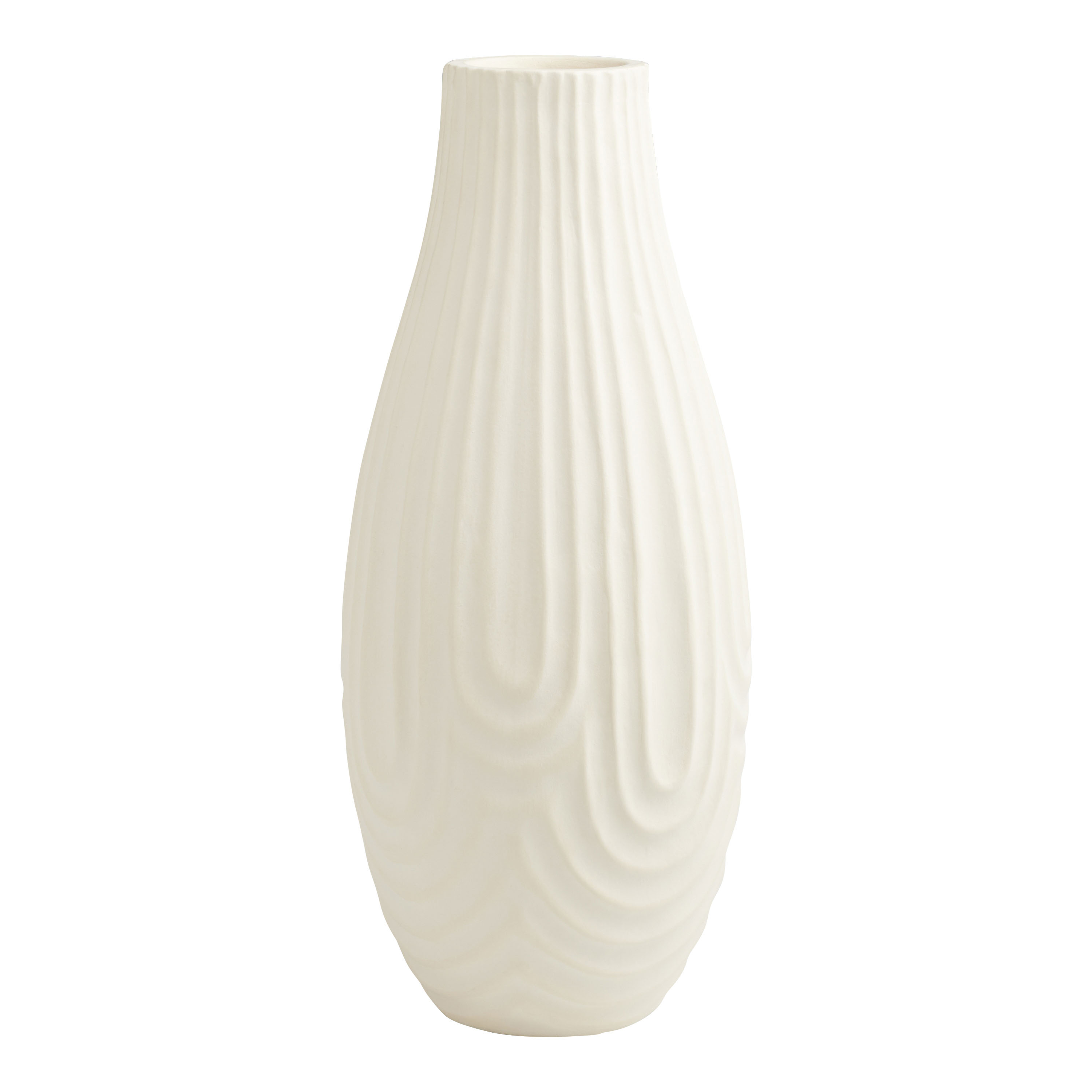 Tall Ivory Ceramic Swirl Vase - World Market