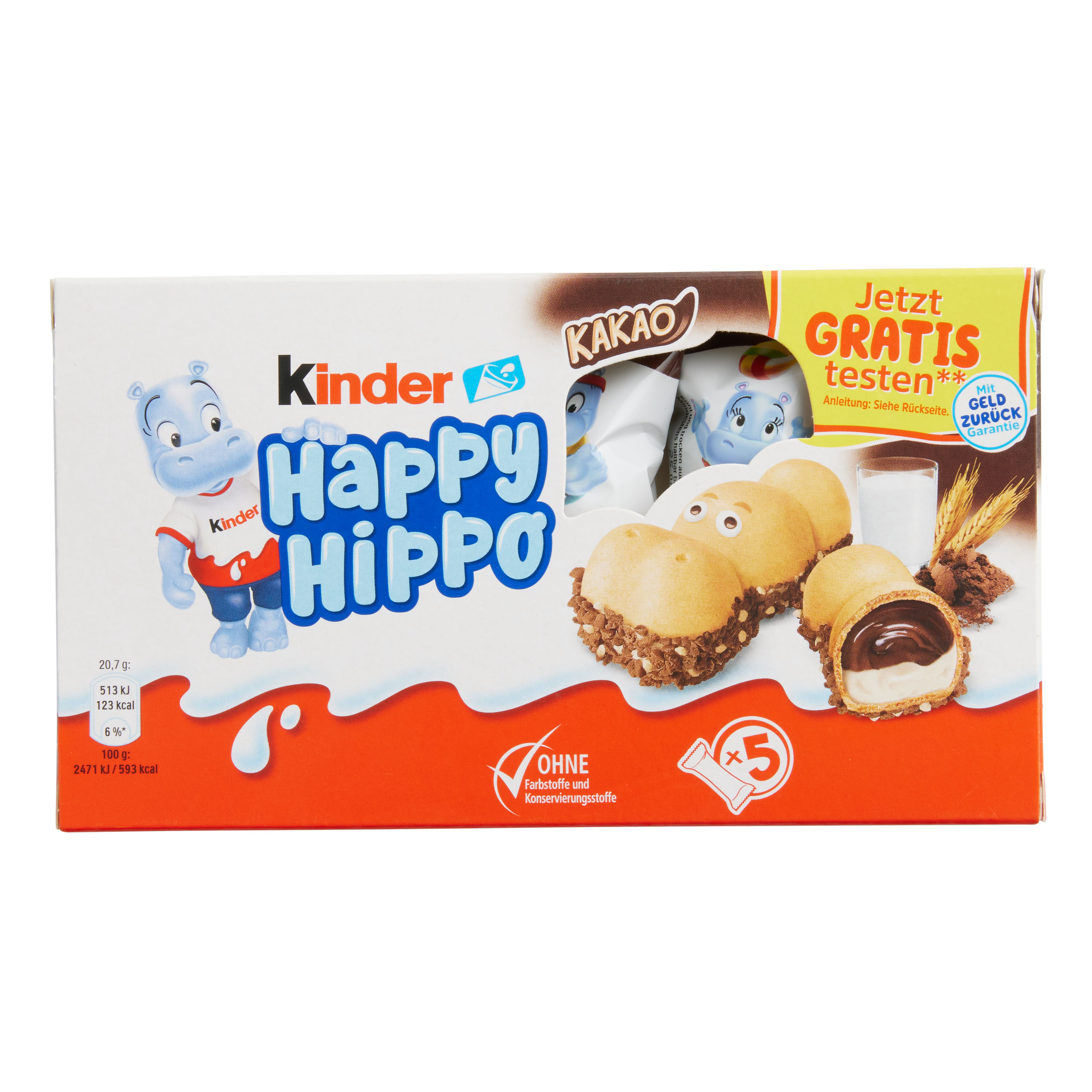 Kinder Happy Hippo Cocoa Cream Biscuits 5 Pack - World Market