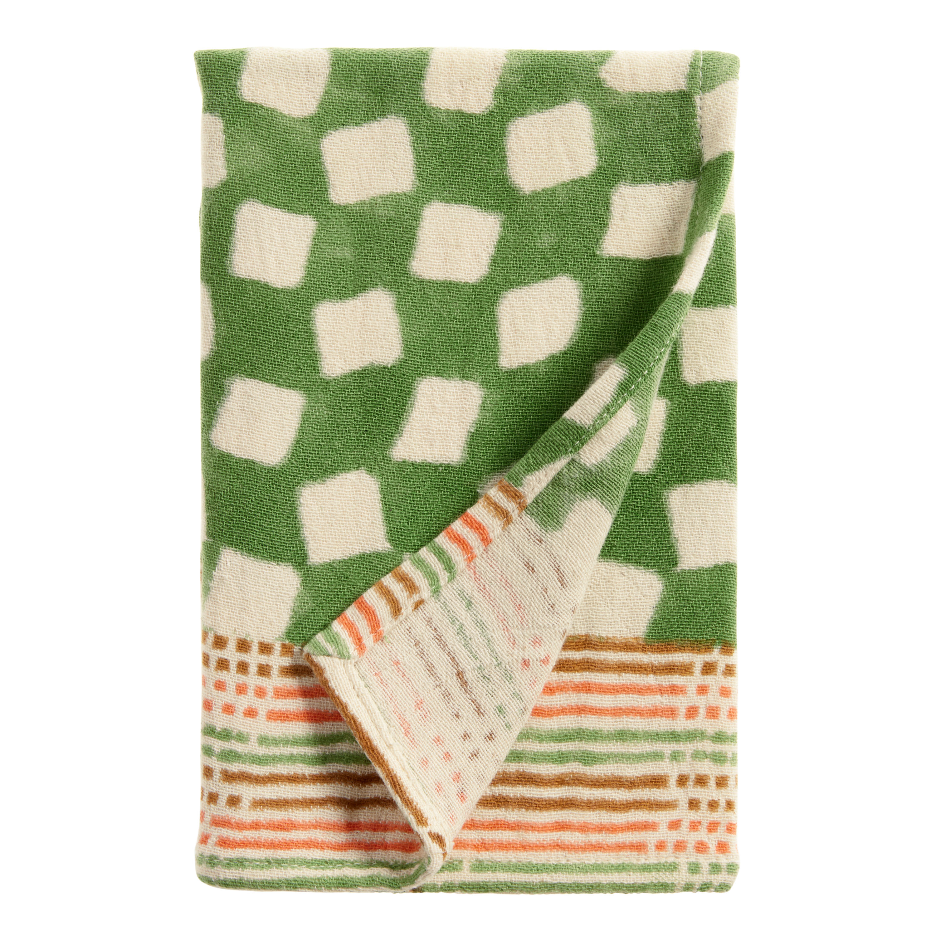 Rhea Green And White Check Block Print Hand Towel World Market