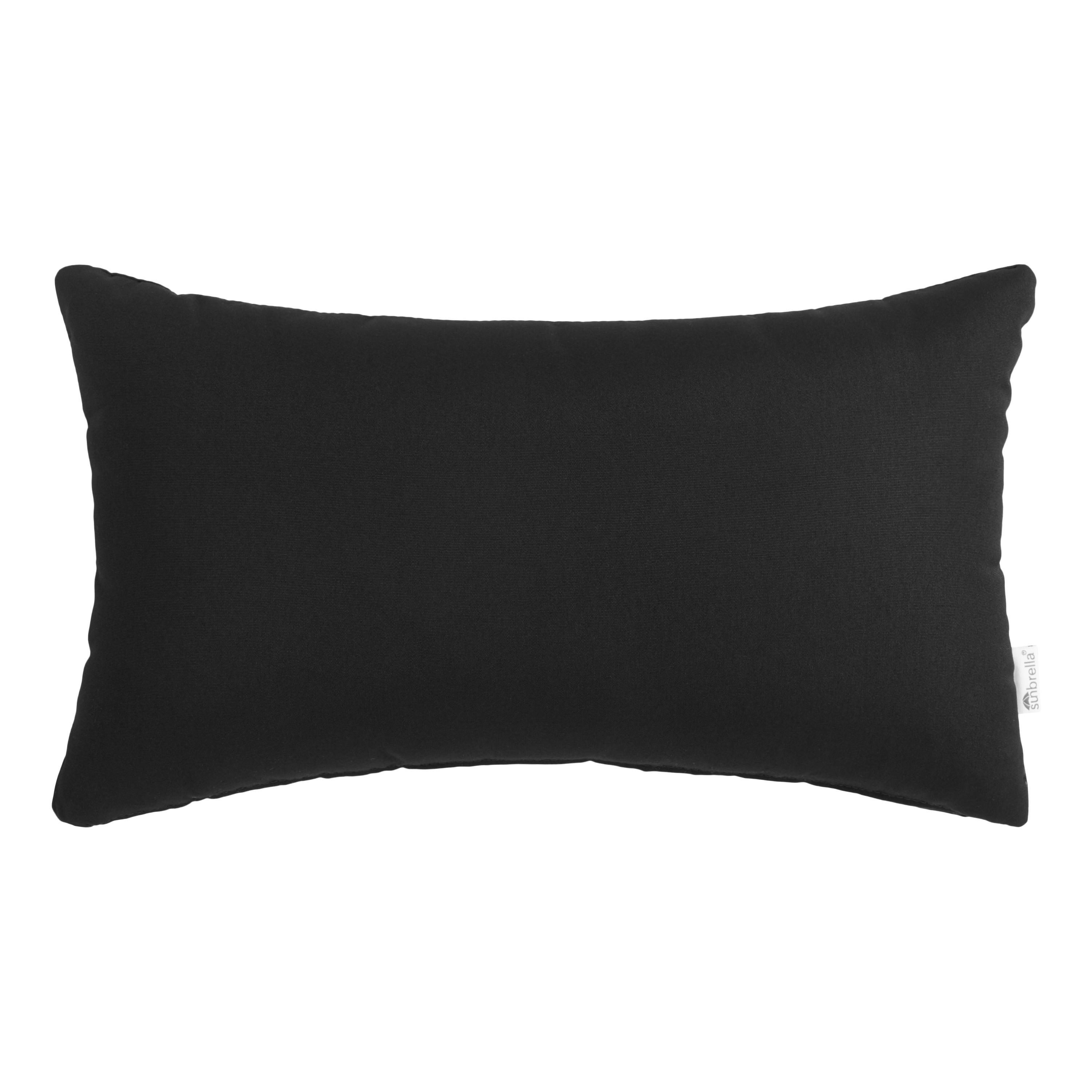Sunbrella Black Canvas Outdoor Lumbar Pillow - World Market
