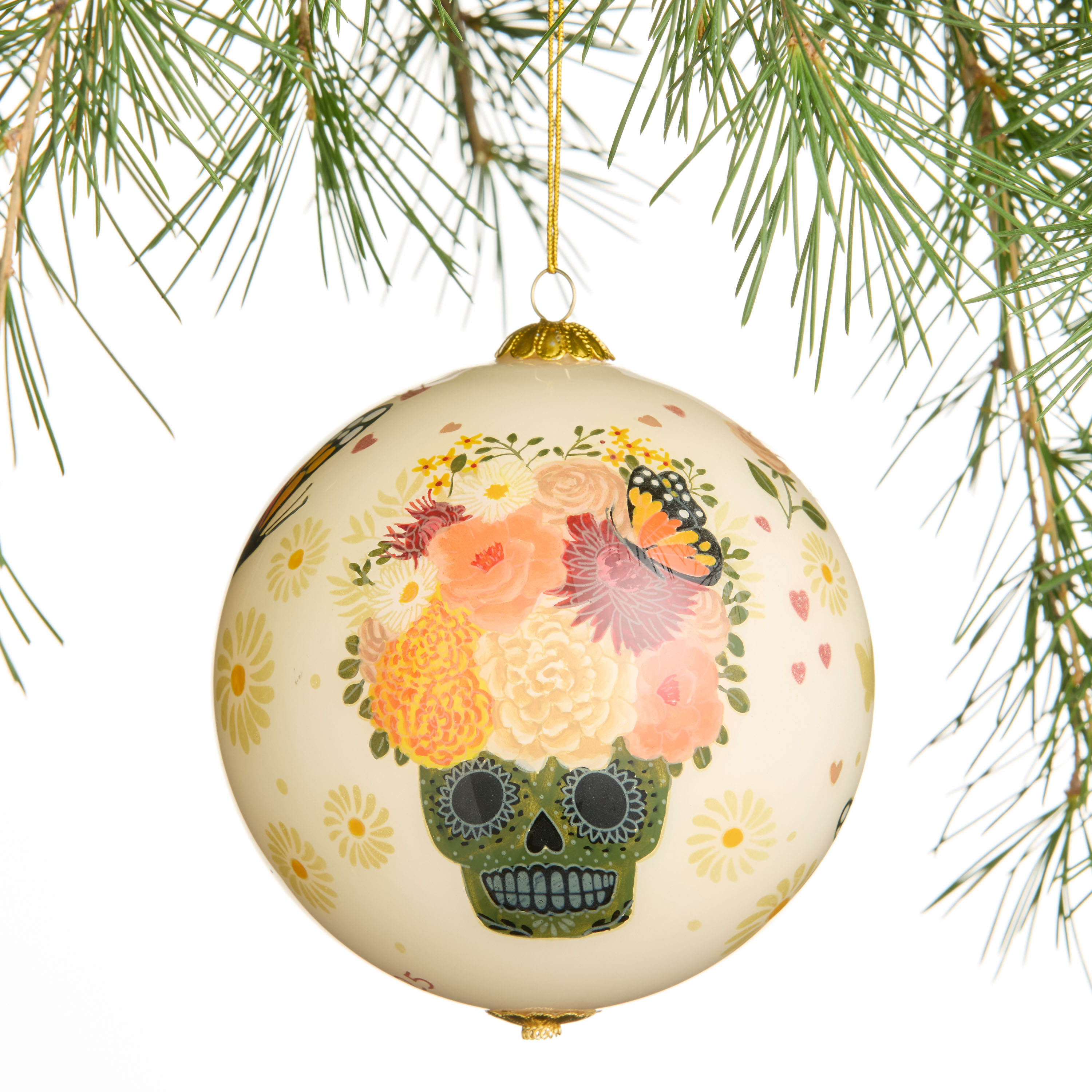 Li Bien Anita Ashfield-Salter Cream Skull 2025 Glass Ball Ornament