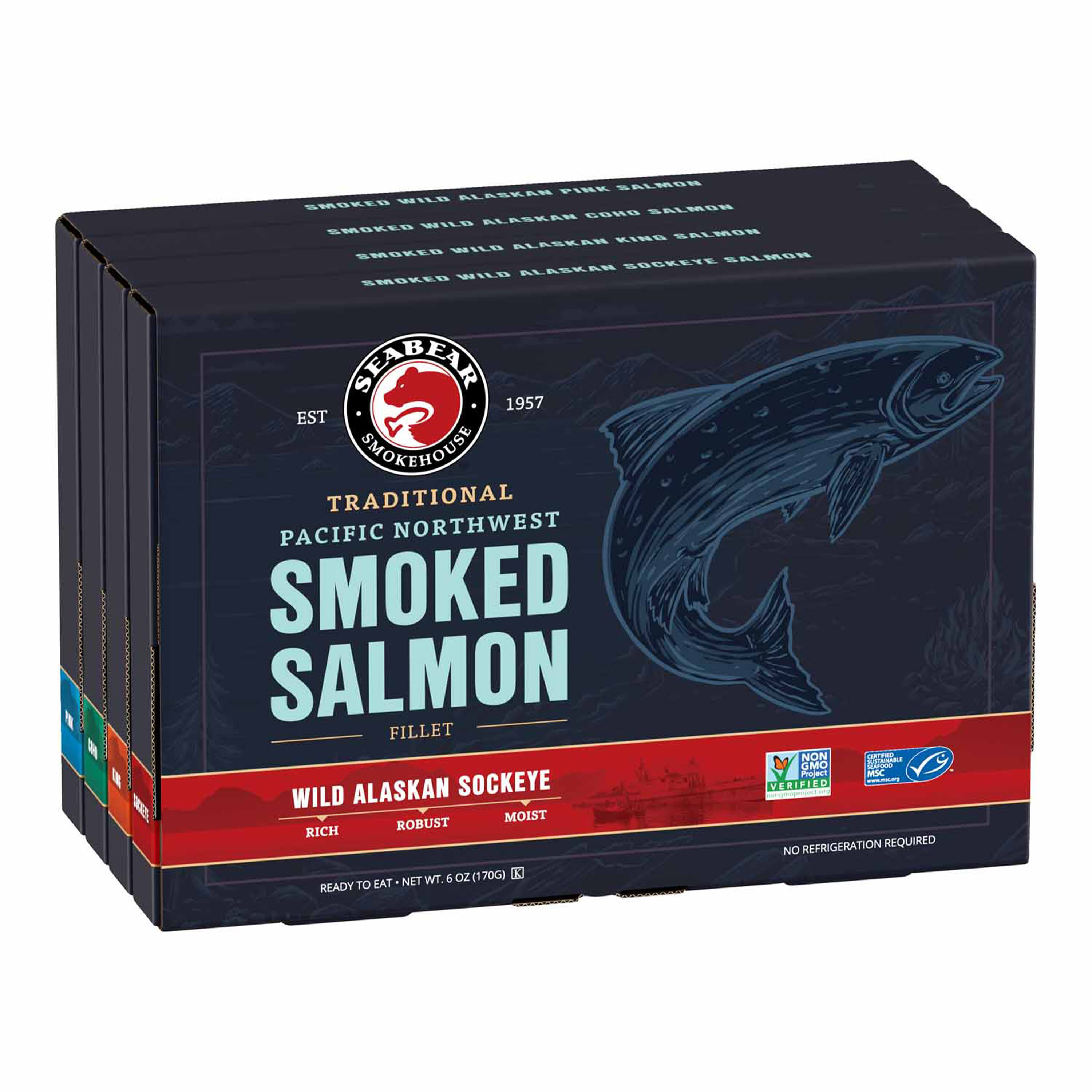 募る恋心 ofr 3枚セット SeaBear Wild Smoked Salmon Quartet Gift Set - World Market