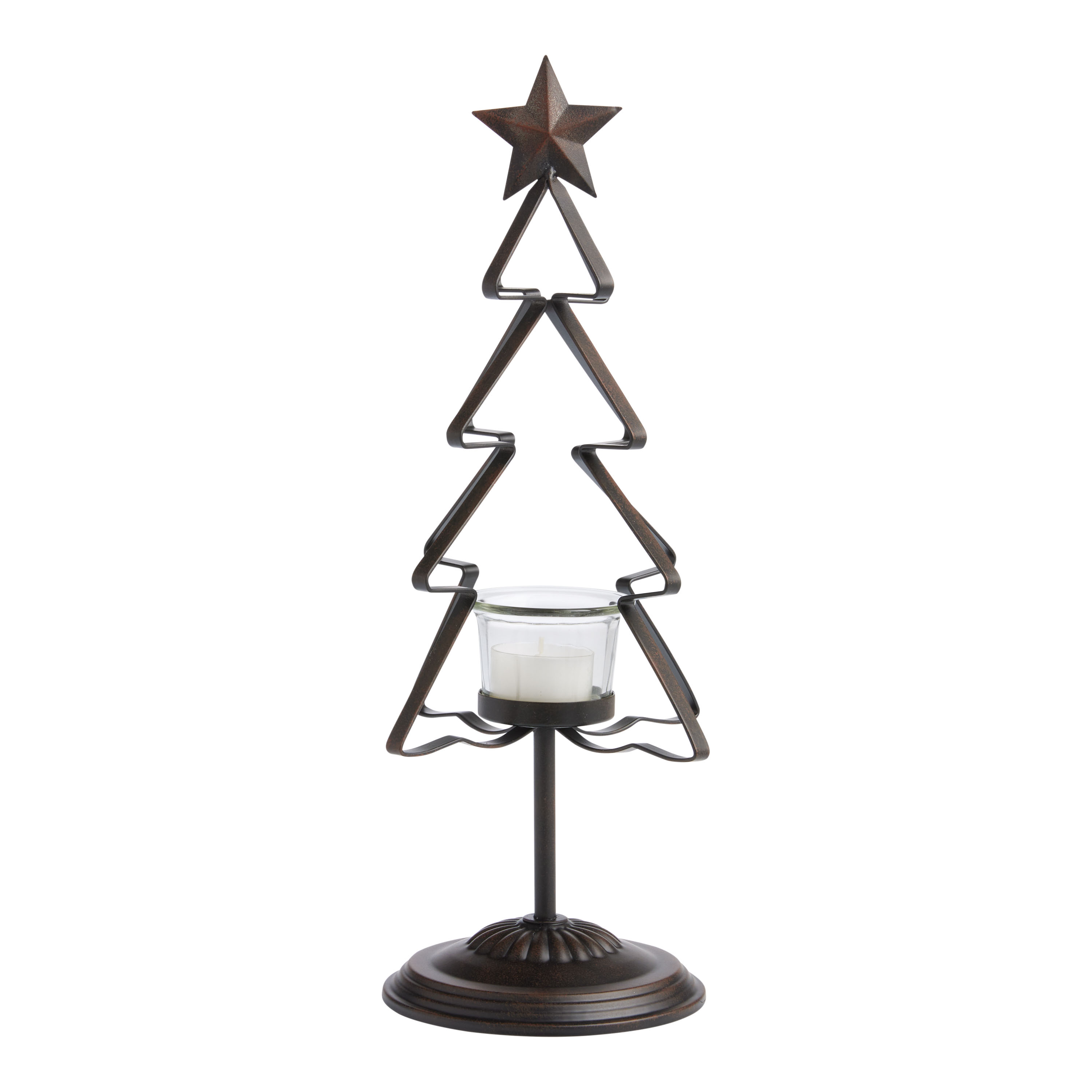 Bronze Iron Christmas Tree Tealight Candle Holder World Market