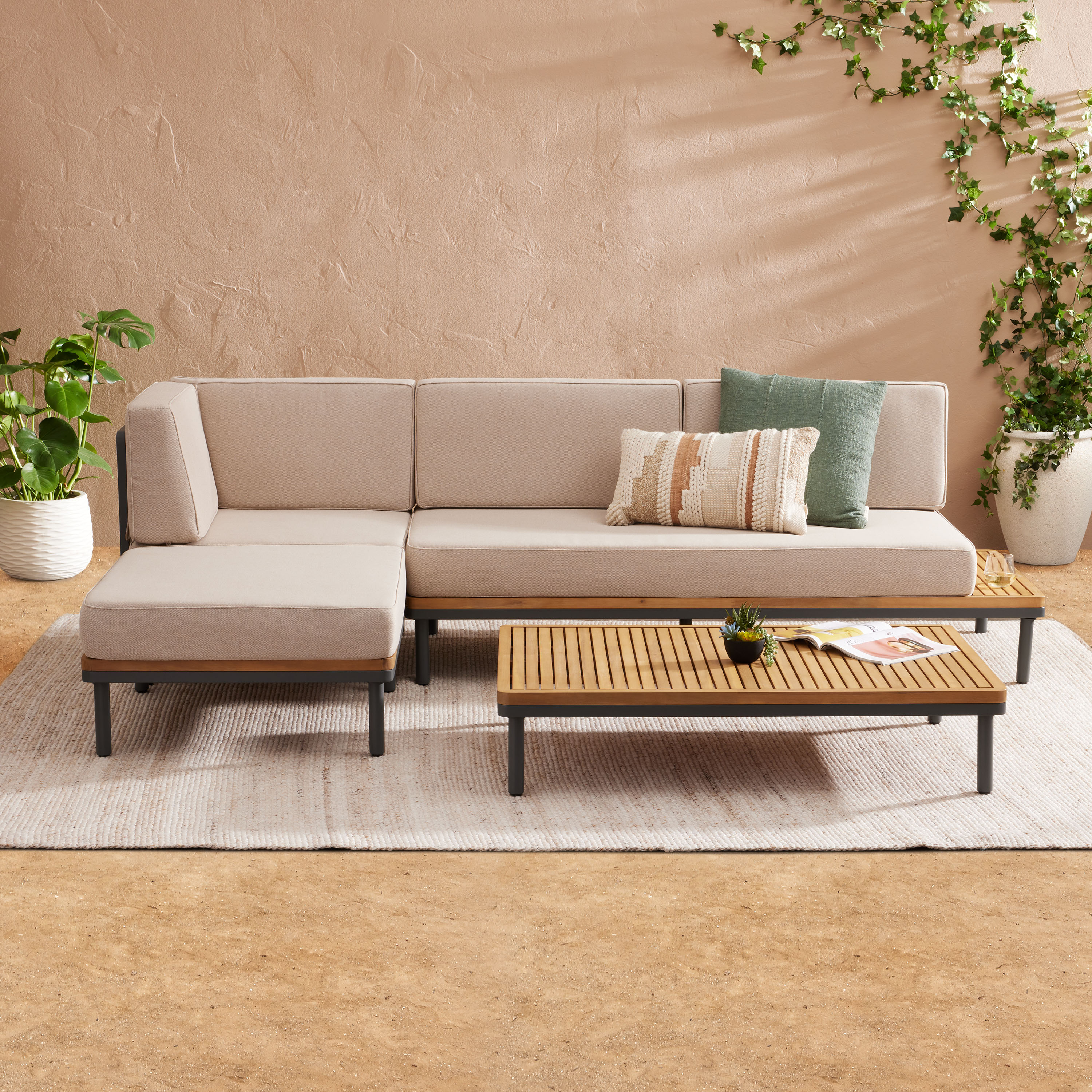 Andorra 5 Piece Modular Outdoor Sectional Set with Ottoman - World