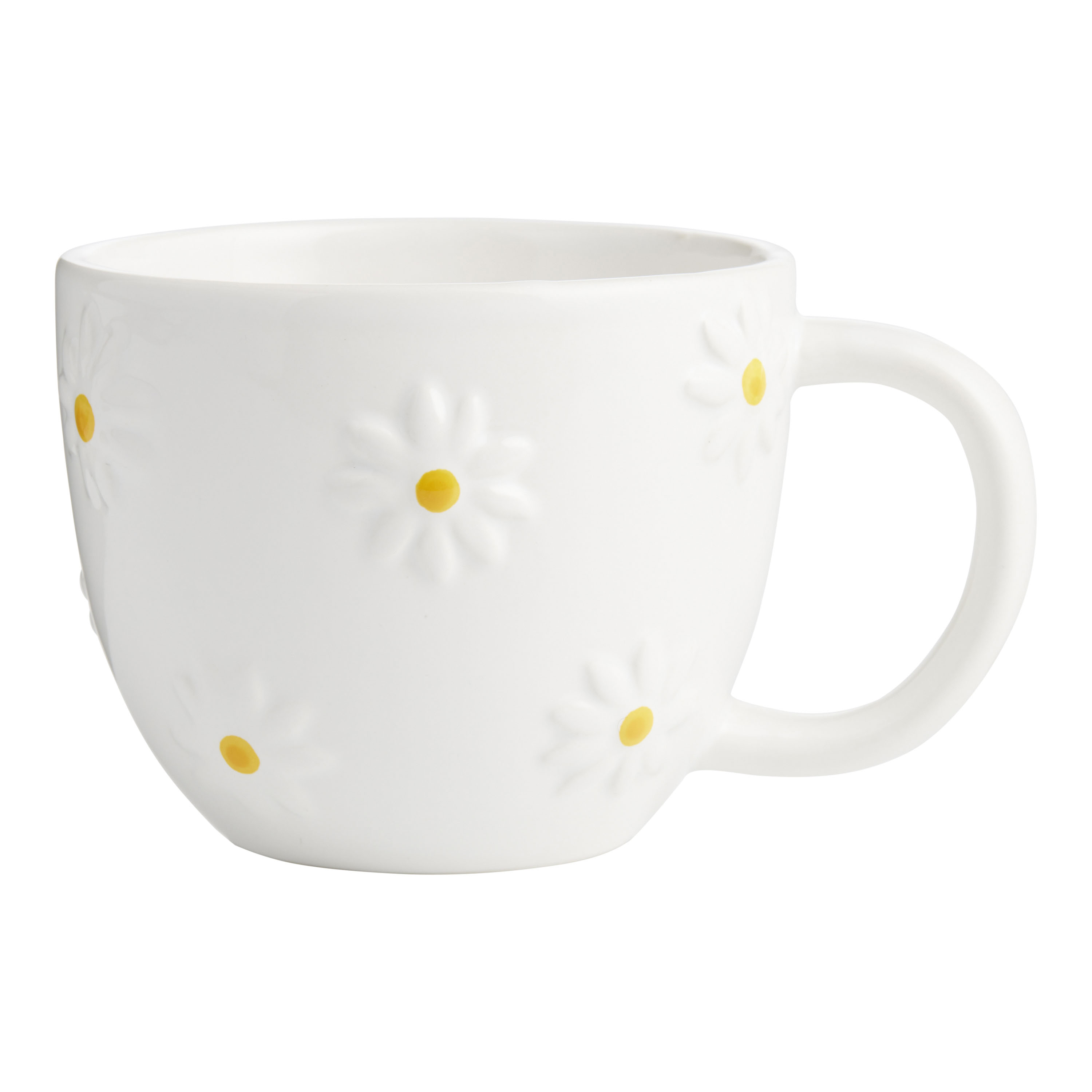 White Embossed Daisy Ceramic Mug World Market
