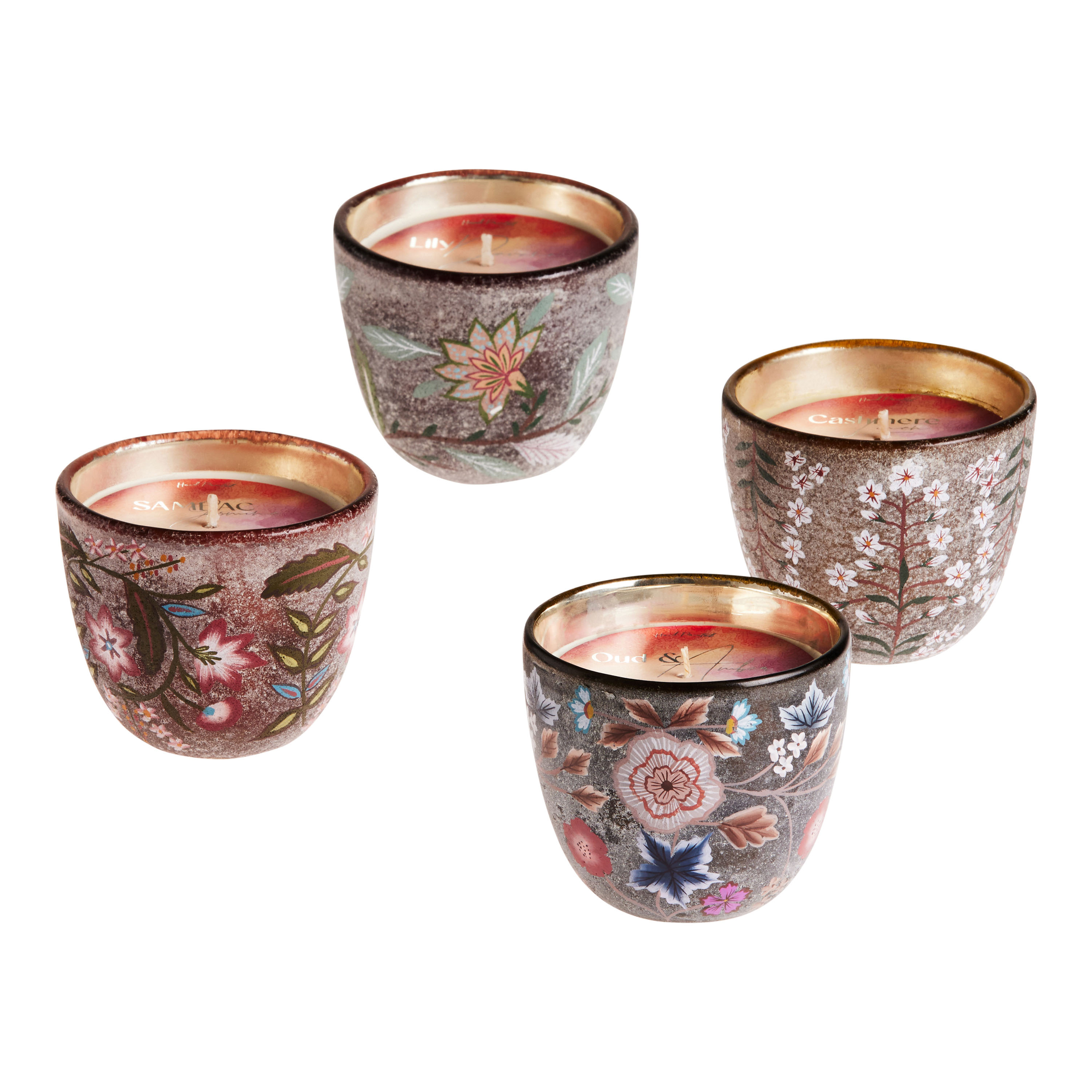 Handmade Floral Painted Glass Scented Candle - World Market