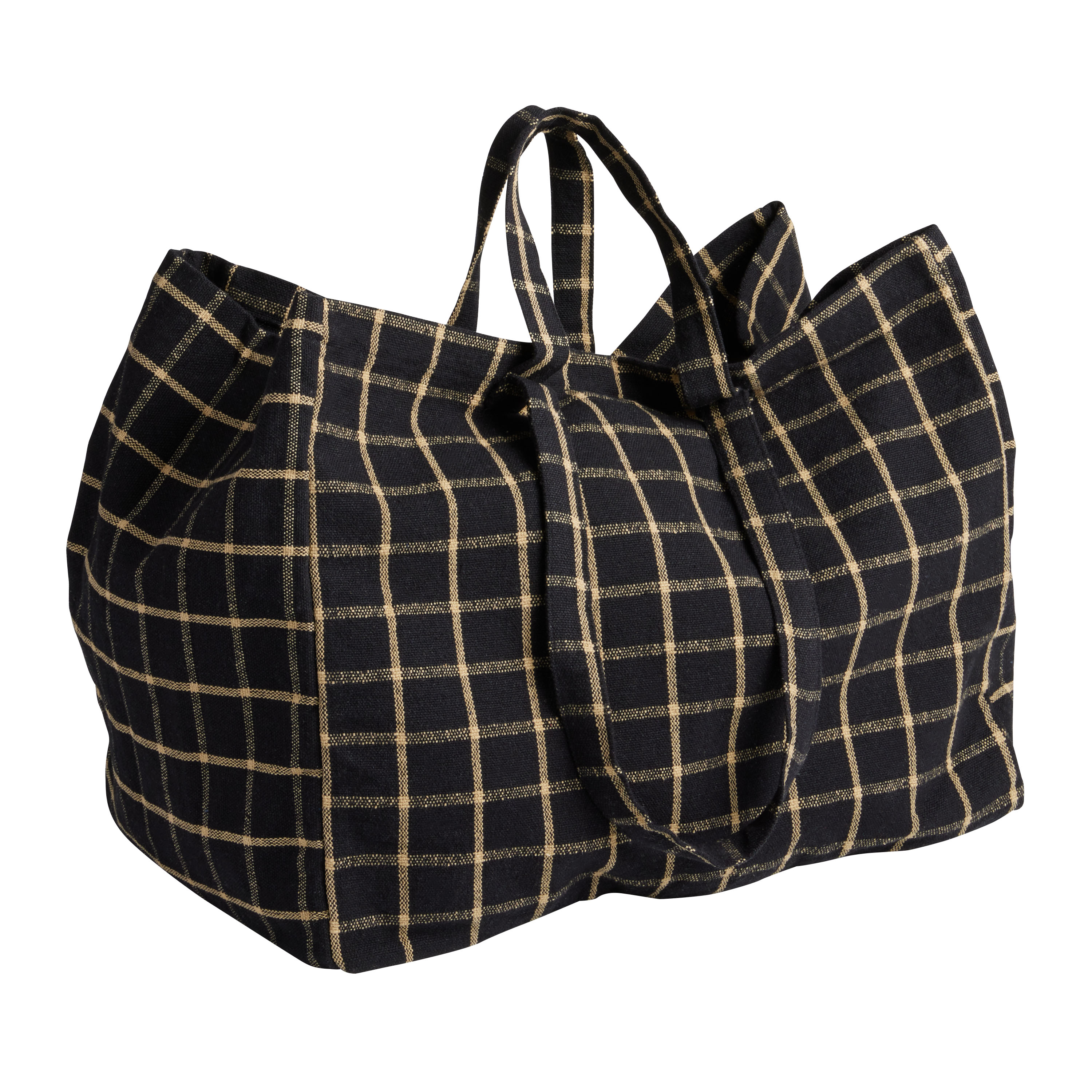 White Checkered Pattern Tote Bag