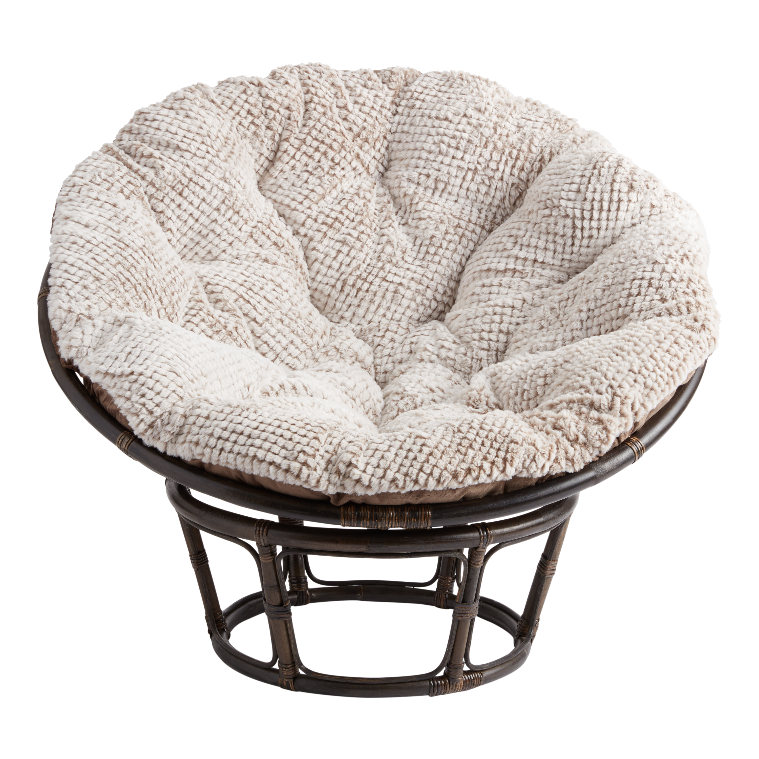 Frosted Latte Faux Fur Textured Papasan Chair Cushion World Market