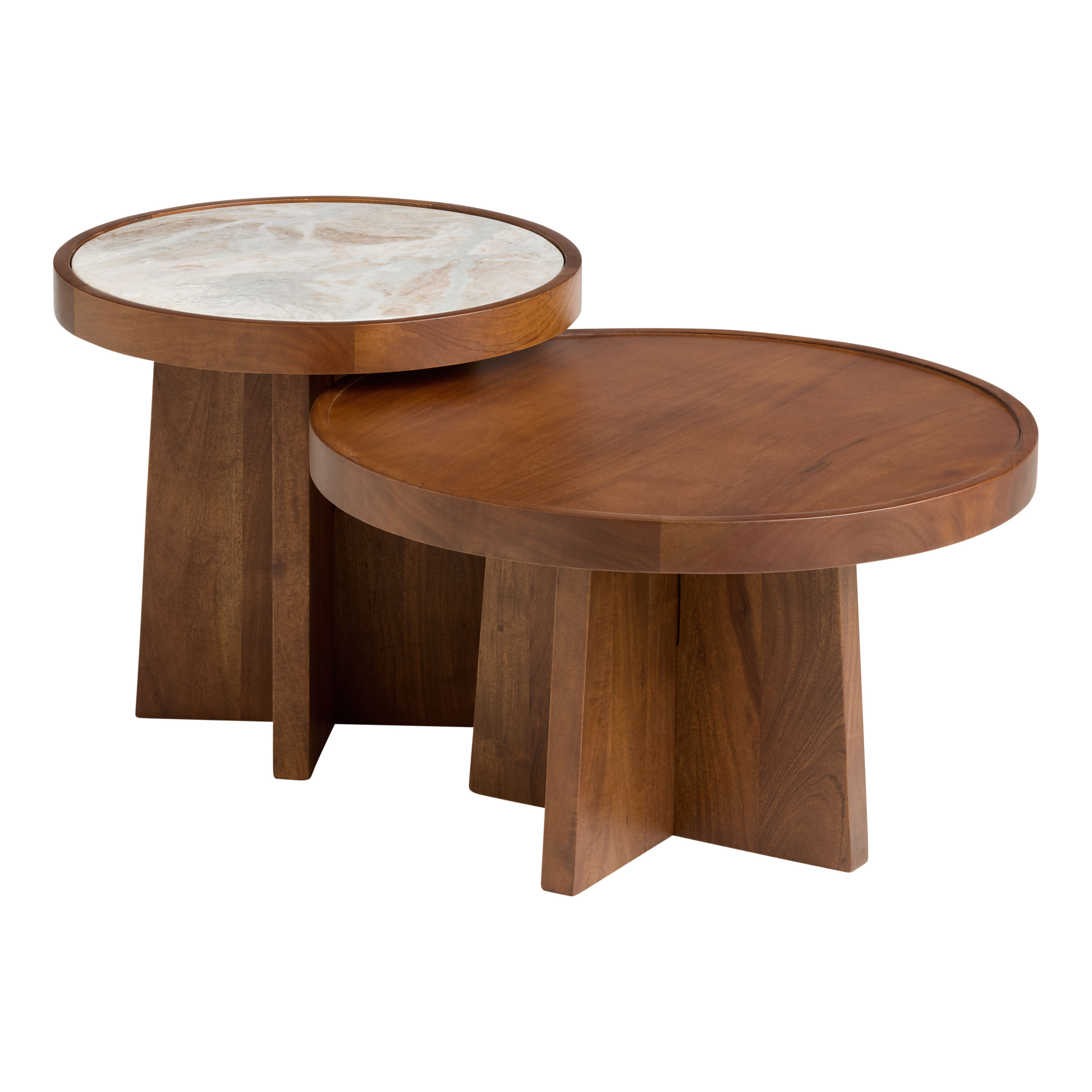 Kenwick Round Marble Top and Wood Nesting Tables 2 Piece Set World Market