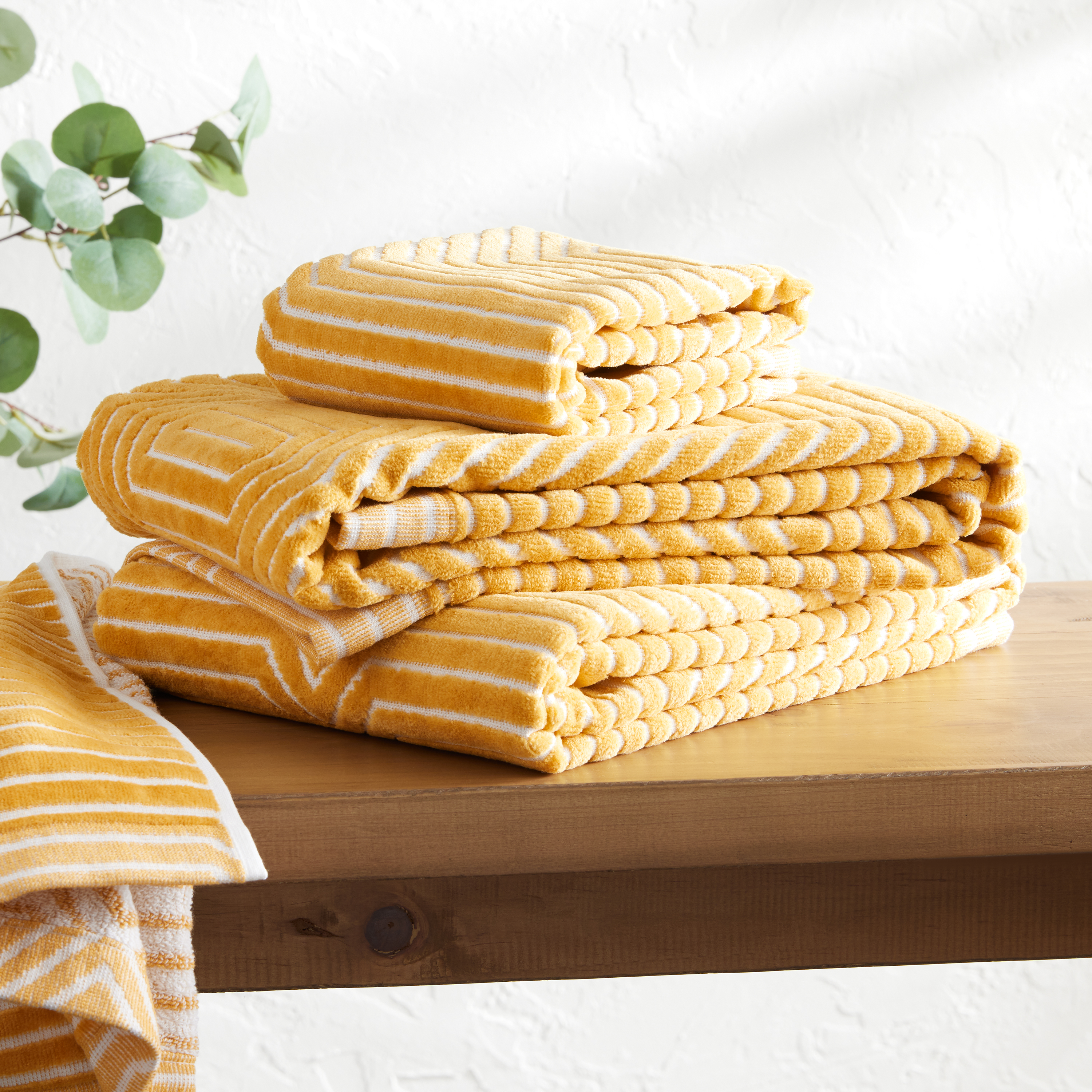 Allura Mustard And White Sculpted Geo Bath Towel World Market