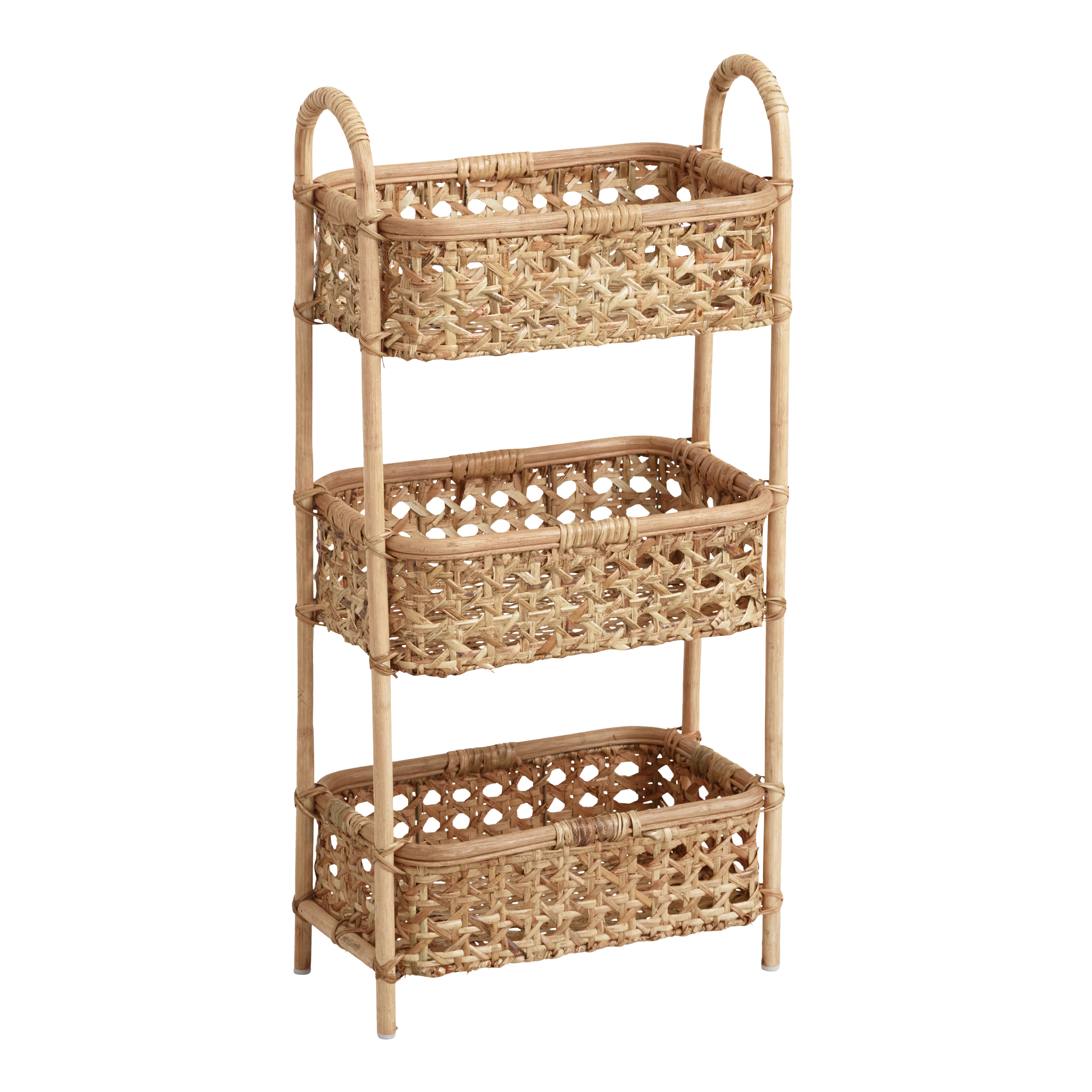 White Wood & Wicker Bathroom Drawer Unit - 3 Basket